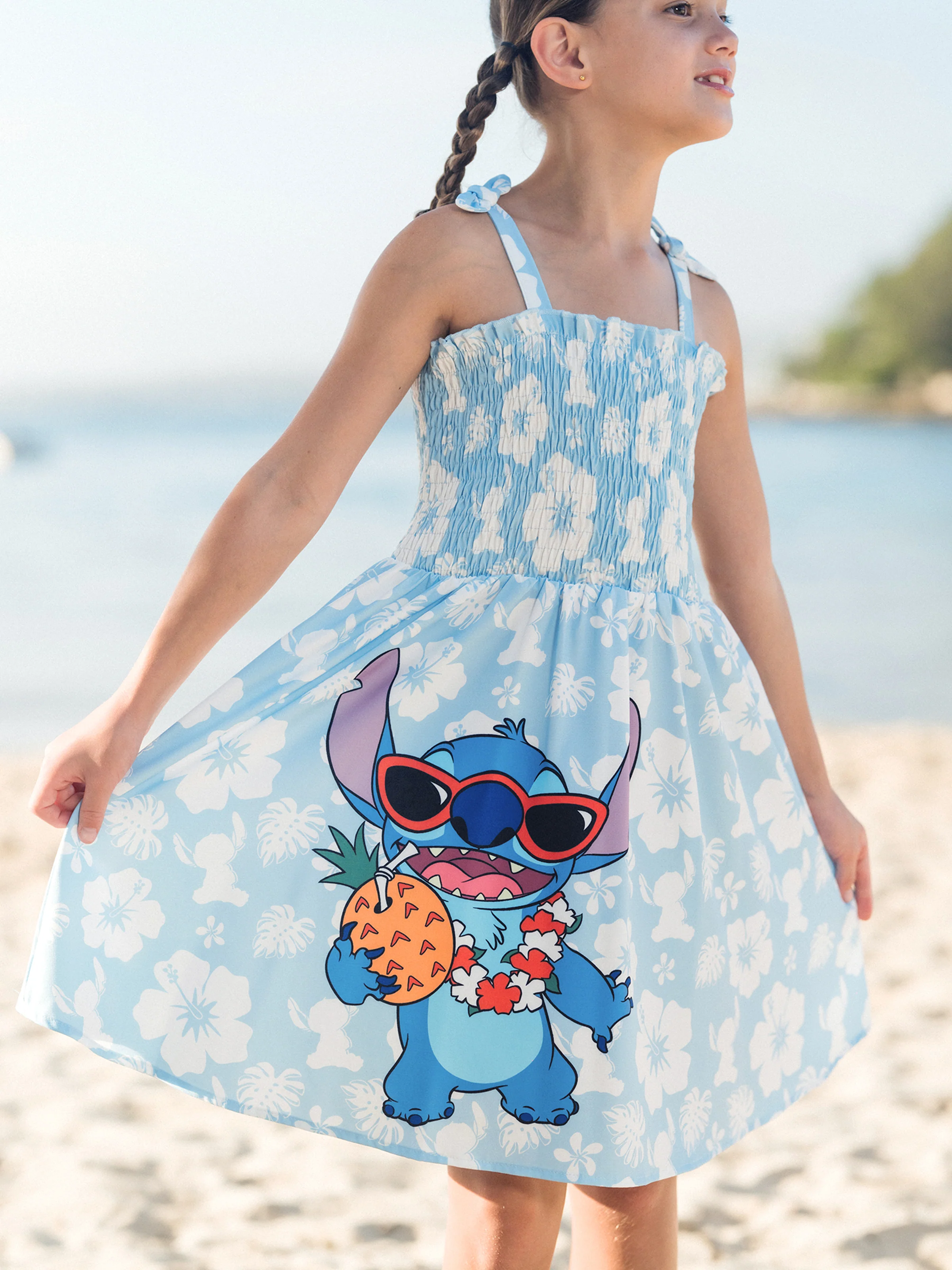 Disney Stitch Daddy & Daughter Tropical Floral Jumpsuit/ Dress/ Shirt Light Blue - Image 11
