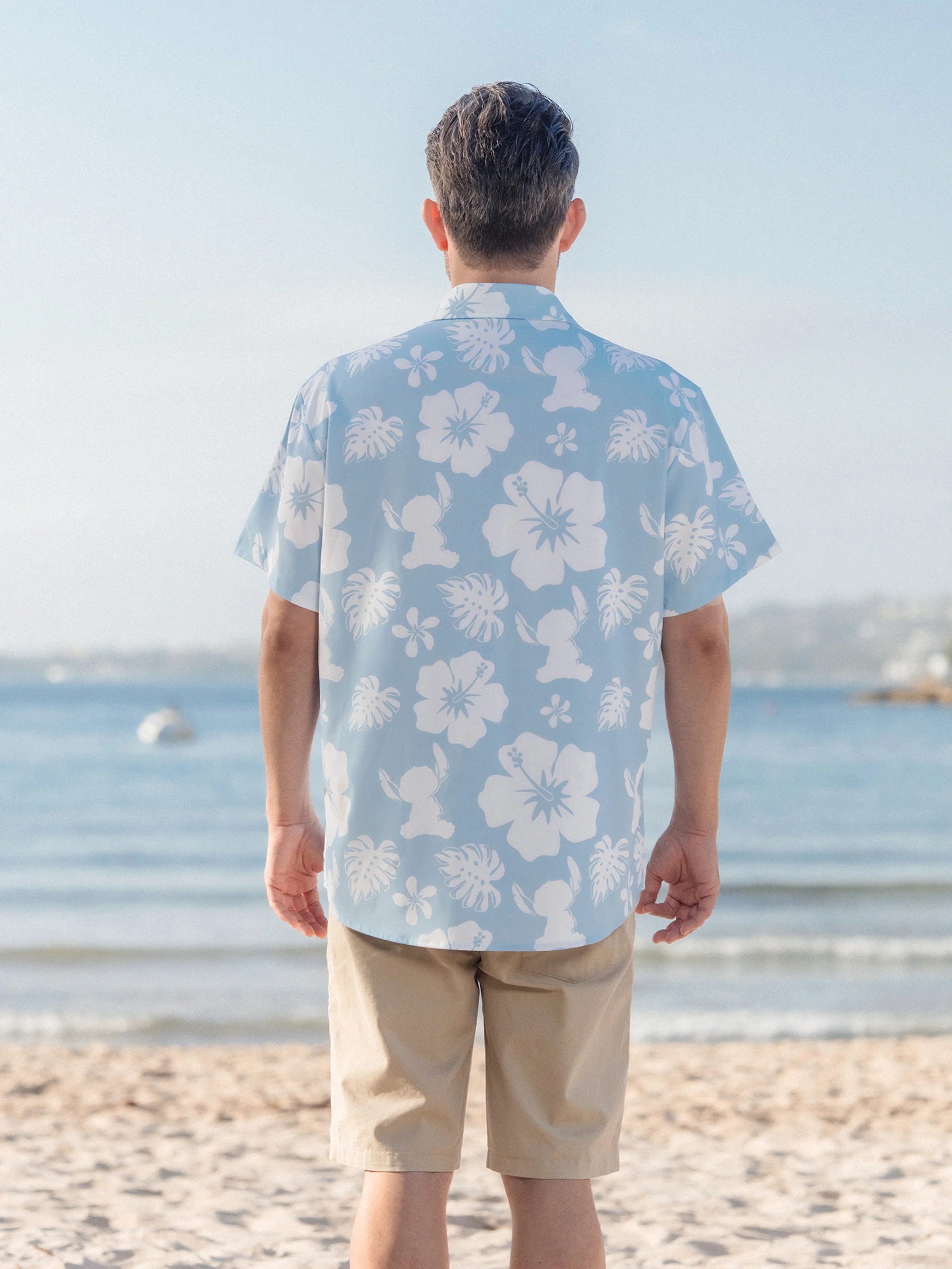 Disney Stitch Daddy & Daughter Tropical Floral Jumpsuit/ Dress/ Shirt Light Blue - Image 5