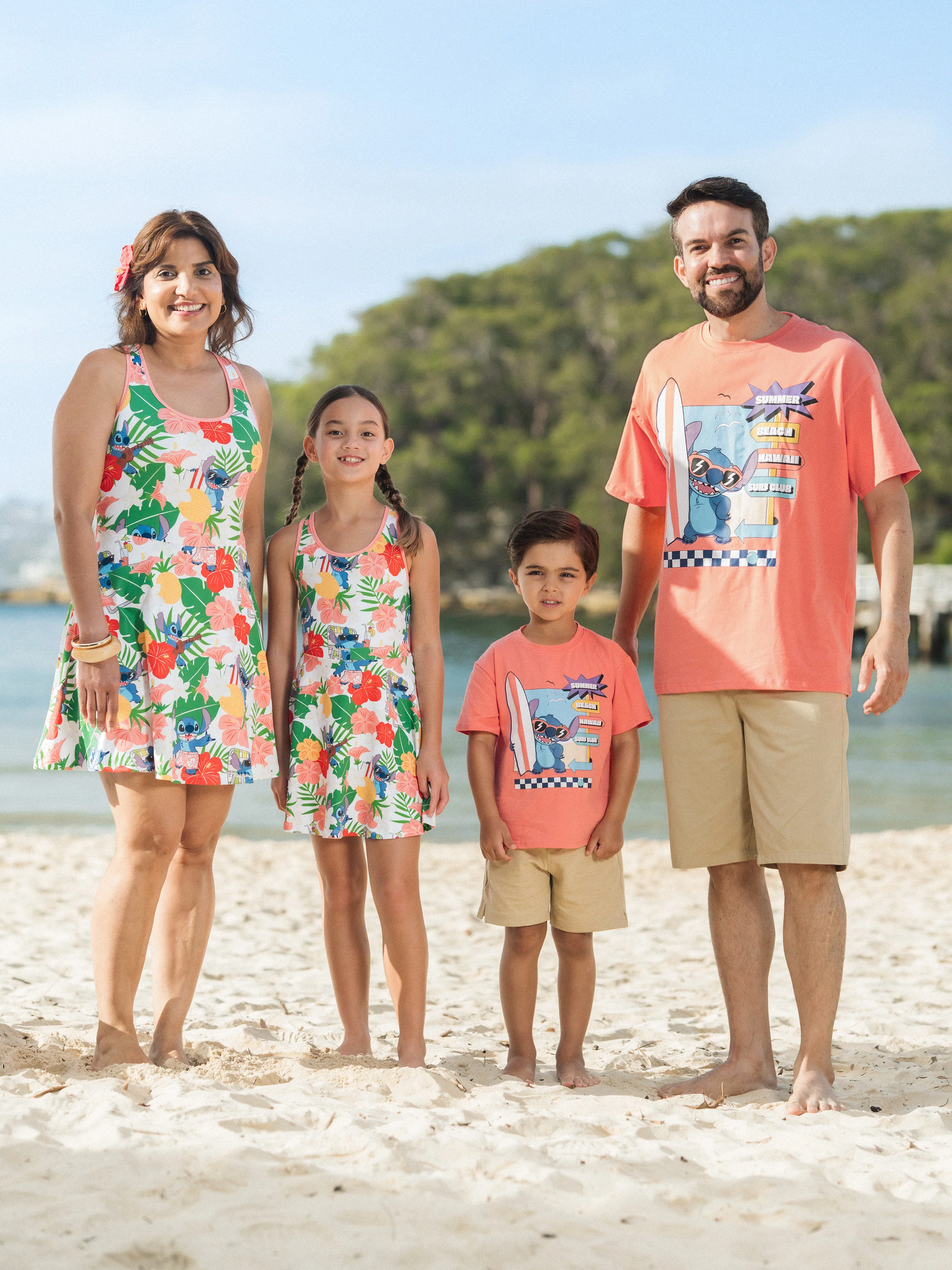 Disney Stitch Daddy & Daughter Tropical Floral Sporty Dress with Built-in Shorts & Pockets/ Cotton Top Multi-color - Image 2