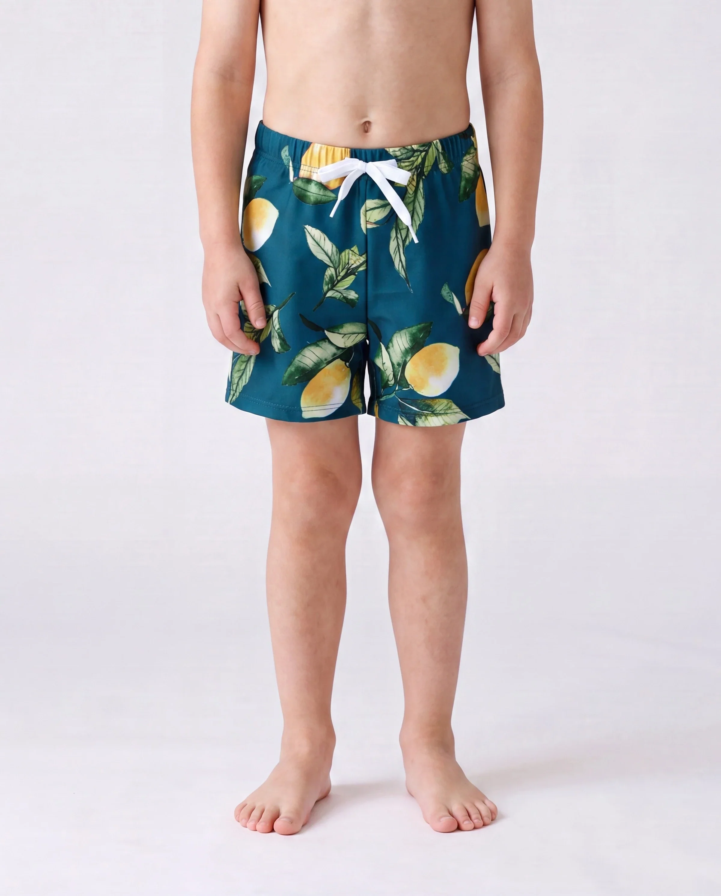 Family Matching Allover Lemon Print and Solid Halter Neck Two-piece Swimsuit or Swim Trunks Shorts Multi-color - Image 4