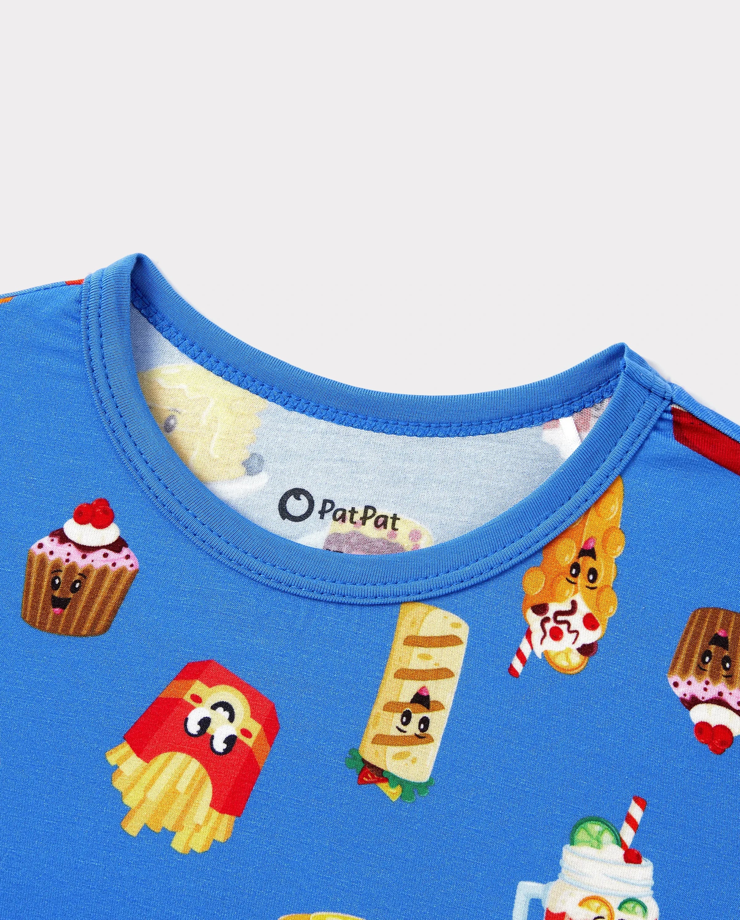 Family Matching Bamboo Pajamas Buttery Soft Bamboo PJs for Men Women Kids Toddler, Cute Burger & Fries Print Short Sleeve Sleepwear (Snug-Fitting for Children) Royal Blue - Image 8