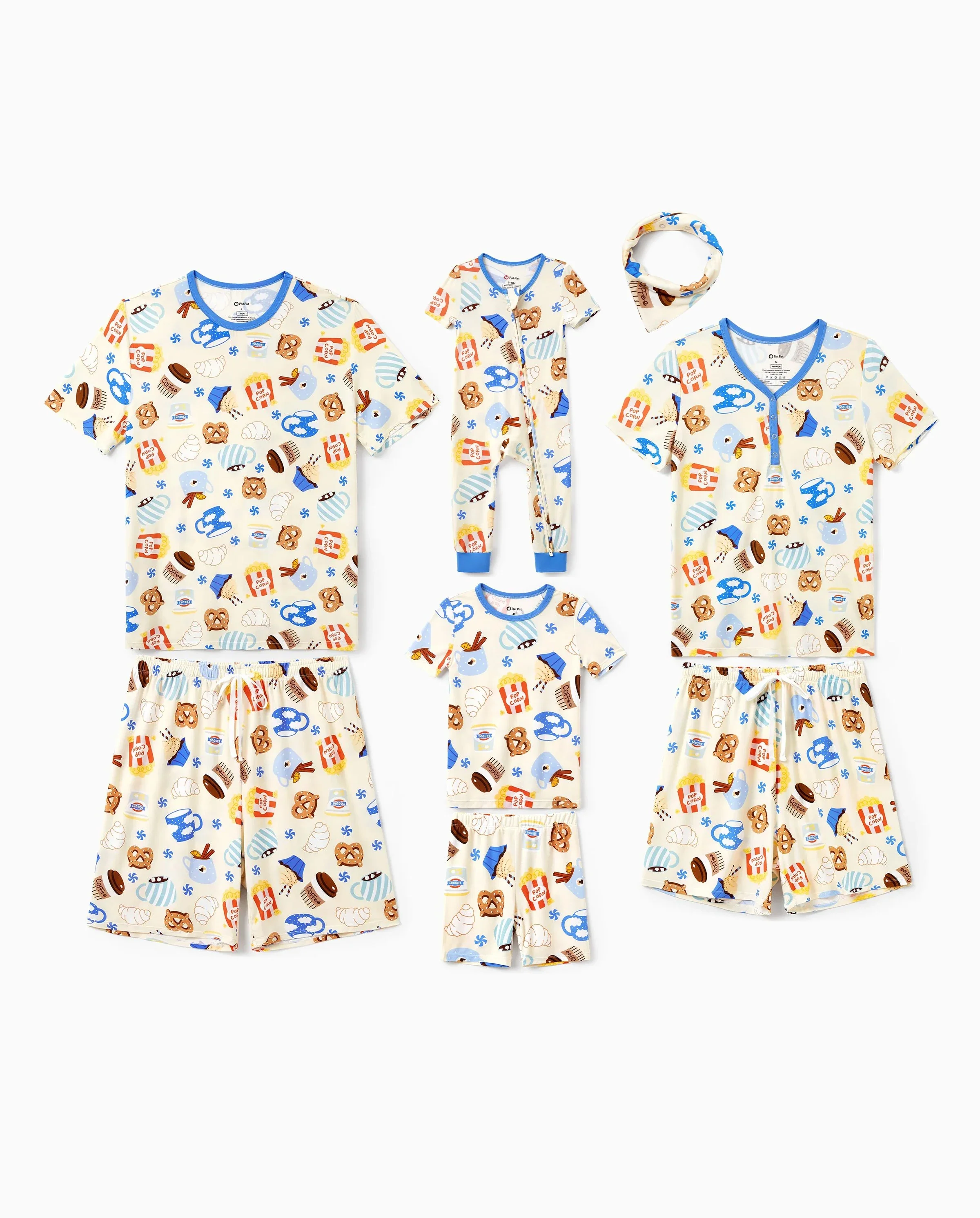 Family Matching Bamboo Pajamas Buttery Soft Bamboo Viscose PJs for Men Women Kids Toddler Baby, Cozy Dessert Print Short-sleeve Sleepwear Blue - Image 10