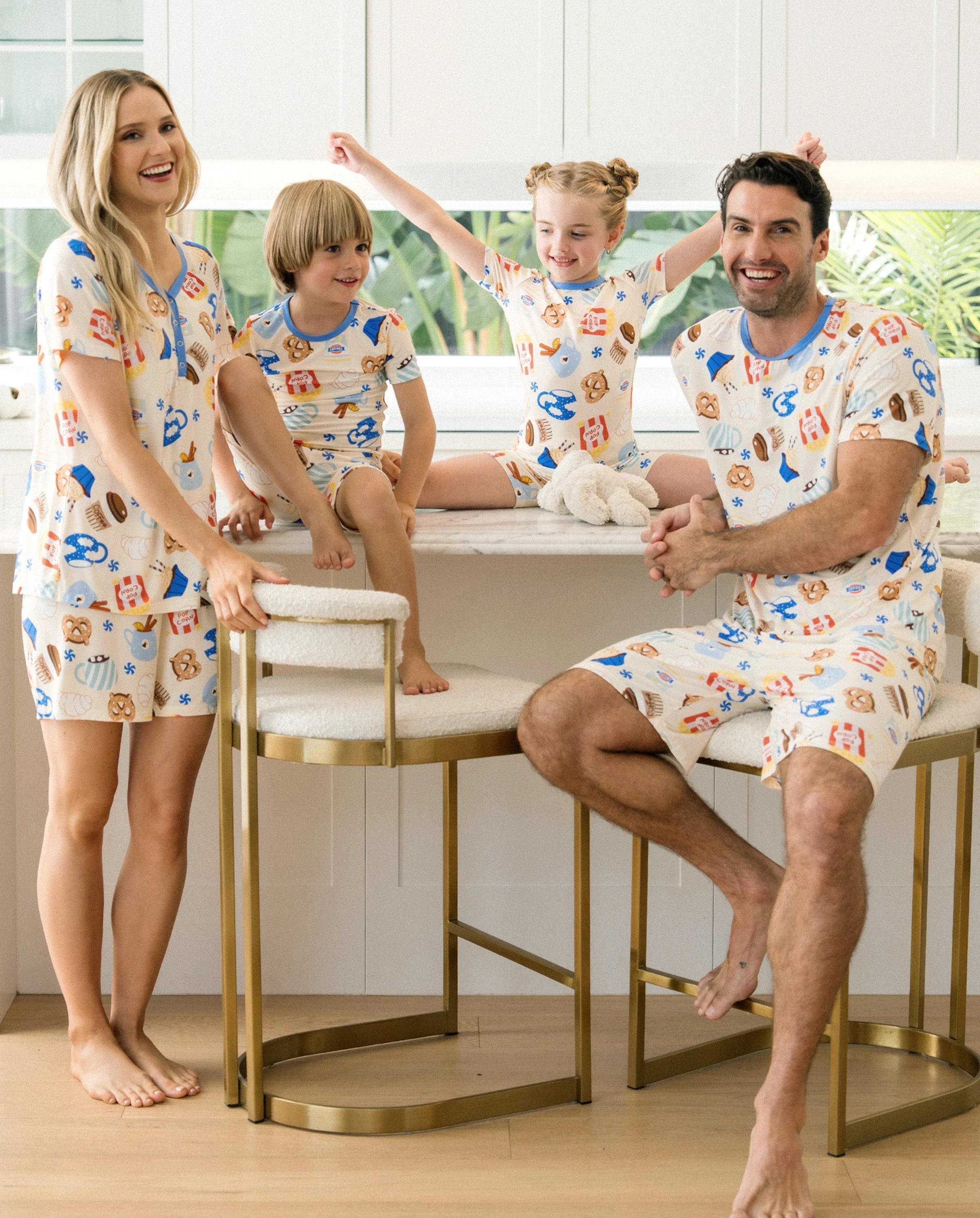 Family Matching Bamboo Pajamas Buttery Soft Bamboo Viscose PJs for Men Women Kids Toddler Baby, Cozy Dessert Print Short-sleeve Sleepwear Blue - Image 11
