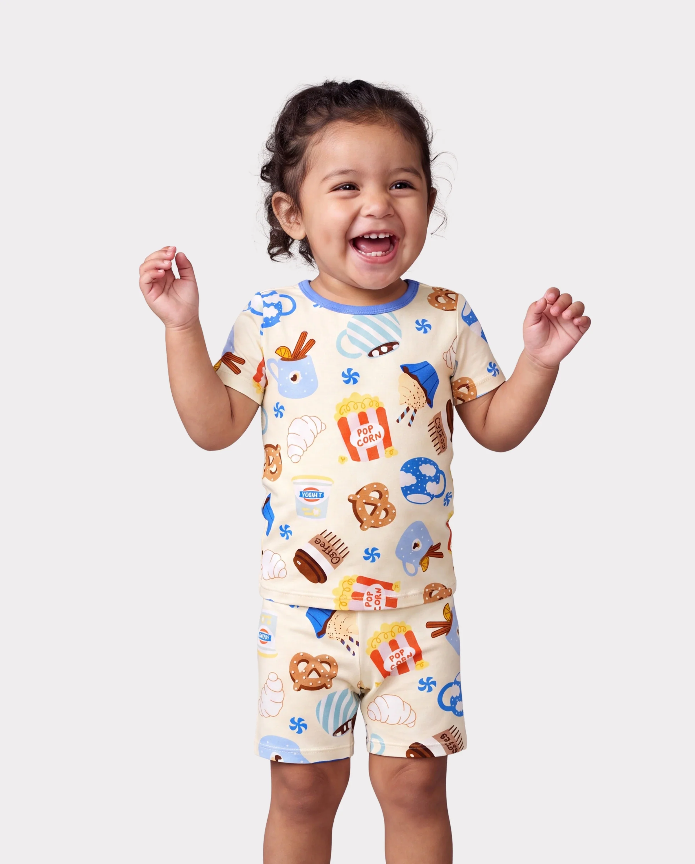 Family Matching Bamboo Pajamas Buttery Soft Bamboo Viscose PJs for Men Women Kids Toddler Baby, Cozy Dessert Print Short-sleeve Sleepwear Blue - Image 3