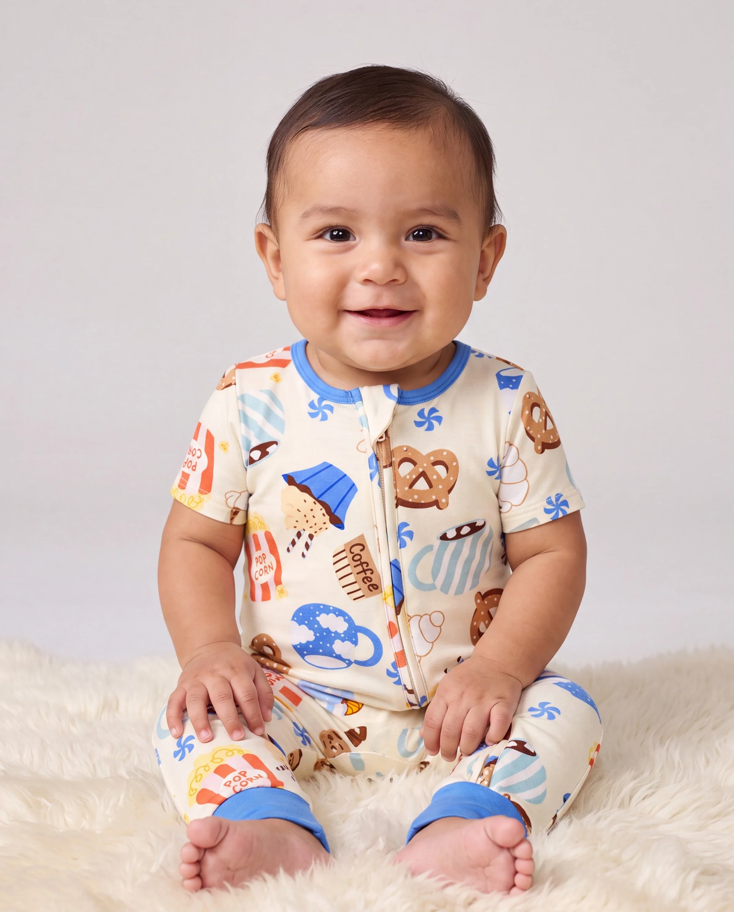 Family Matching Bamboo Pajamas Buttery Soft Bamboo Viscose PJs for Men Women Kids Toddler Baby, Cozy Dessert Print Short-sleeve Sleepwear Blue - Image 4