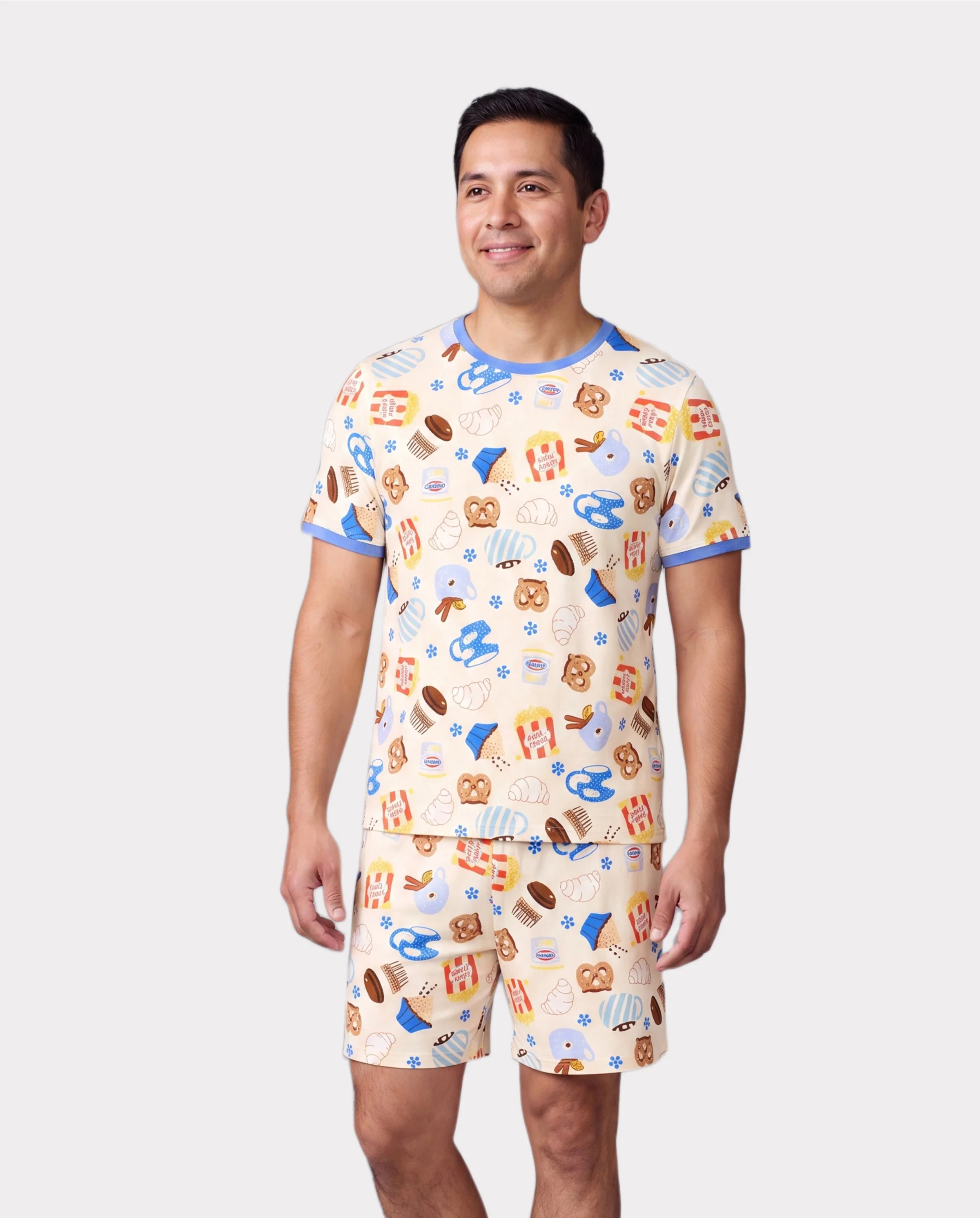 Family Matching Bamboo Pajamas Buttery Soft Bamboo Viscose PJs for Men Women Kids Toddler Baby, Cozy Dessert Print Short-sleeve Sleepwear Blue - Image 5