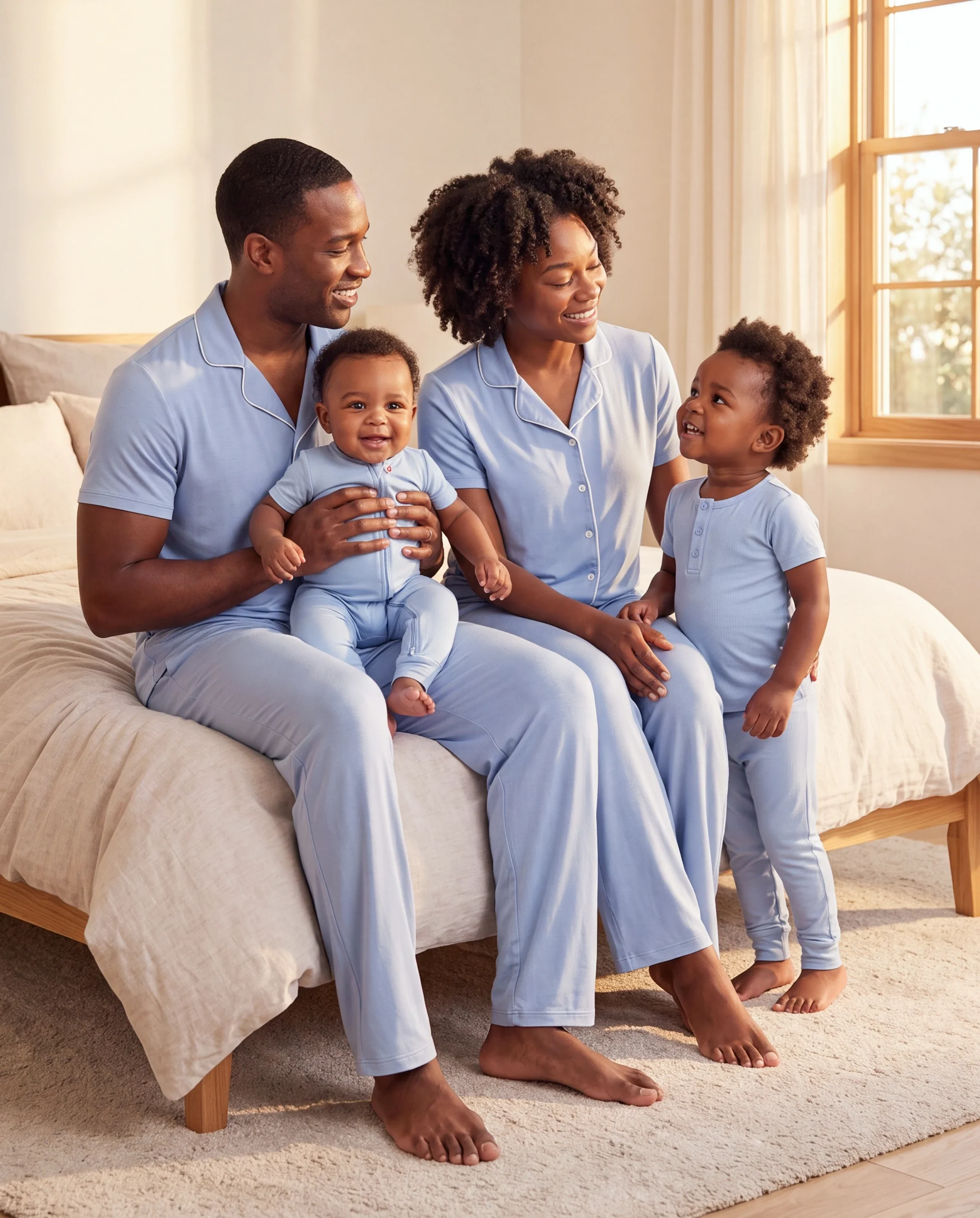 Family Matching Bamboo Pajamas Soft Bamboo Viscose PJs for Men Women Kids Toddler Baby, Classic Blue Short-sleeve Sleepwear with Button-Down Shirt and Pants Blue grey - Image 10