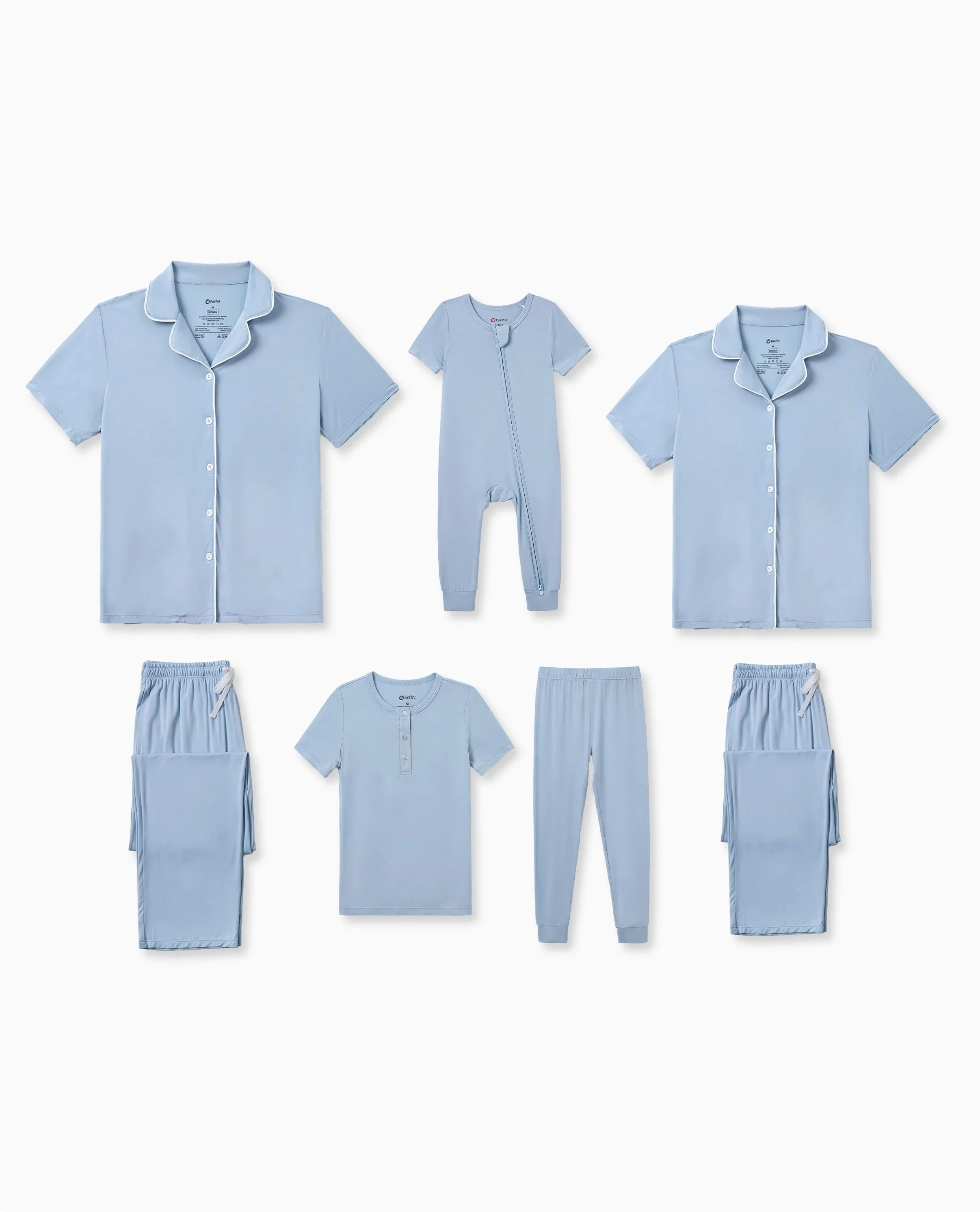 Family Matching Bamboo Pajamas Soft Bamboo Viscose PJs for Men Women Kids Toddler Baby, Classic Blue Short-sleeve Sleepwear with Button-Down Shirt and Pants Blue grey - Image 9