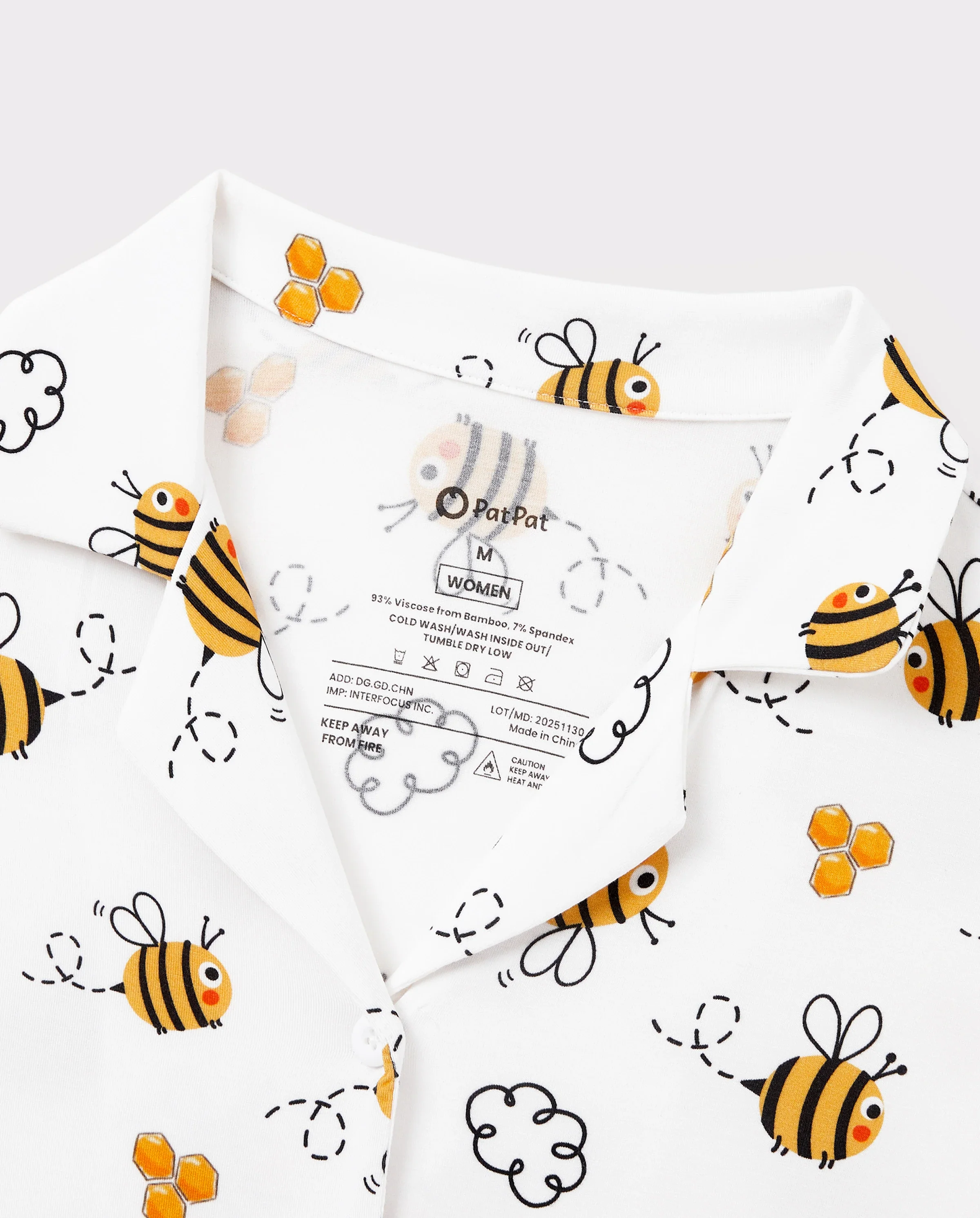 Family Matching Bamboo Pajamas Soft Bamboo Viscose PJs for Men Women Kids Toddler, Cute Bee Print Sleepwear with Short Sleeve Top and Long Pants White - Image 8
