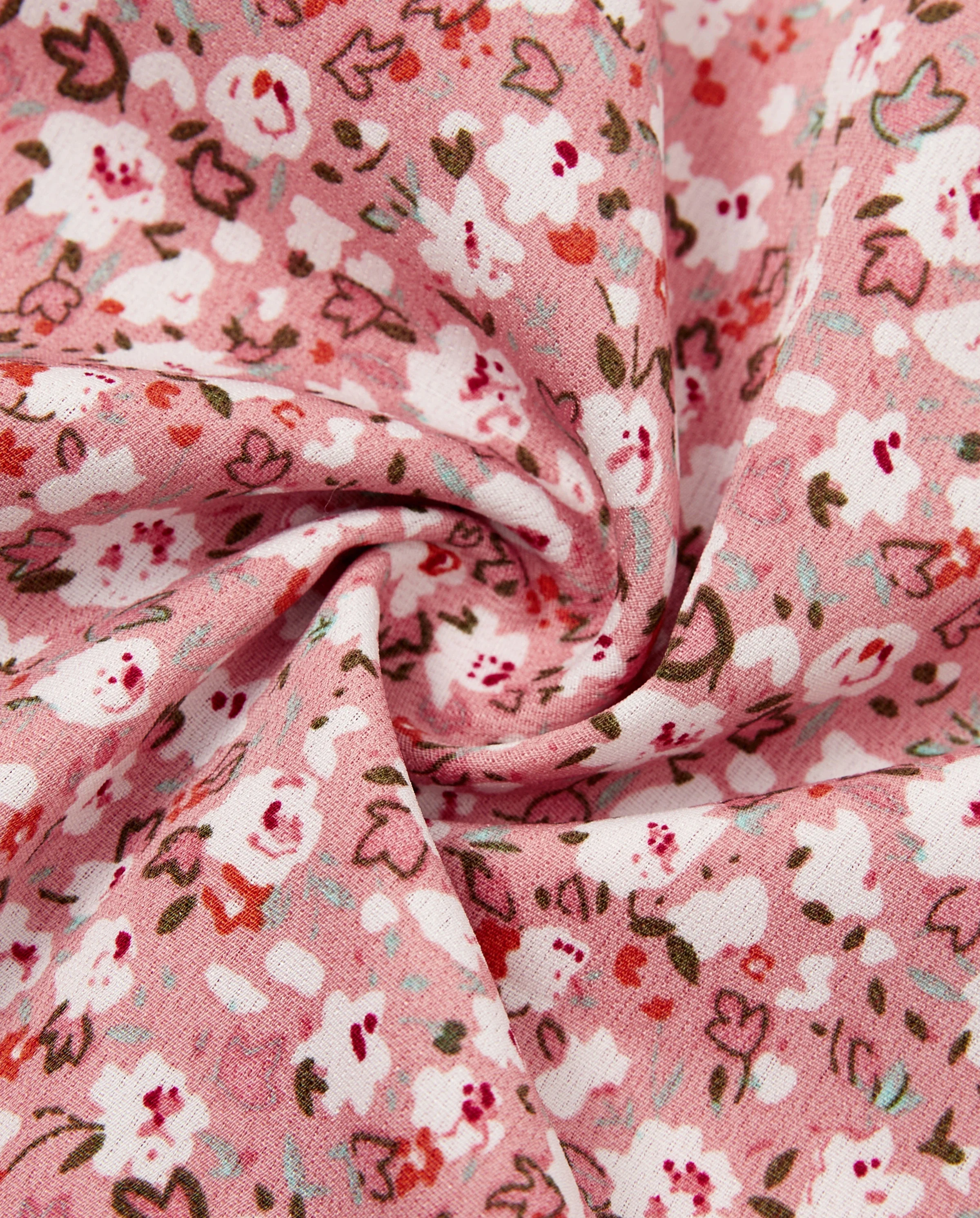 Family Matching Blue Cotton Colorblock Tee Shirt or Floral Print Smocking Puff-sleeve Dress Set Pink - Image 7