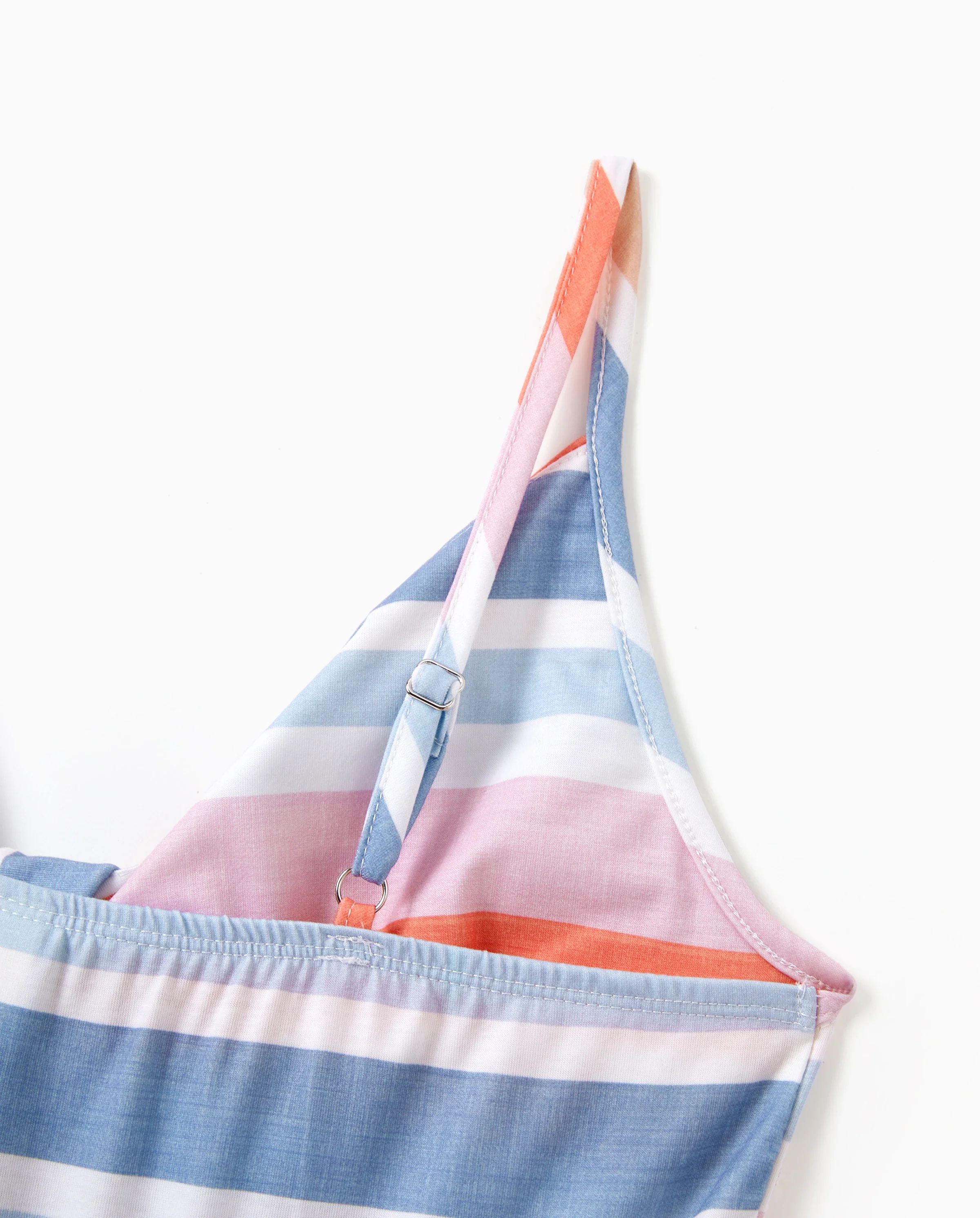 Family Matching Blue Short-sleeve Tee or Colorful Stripe Camisole Dress Multi-color - Image 9