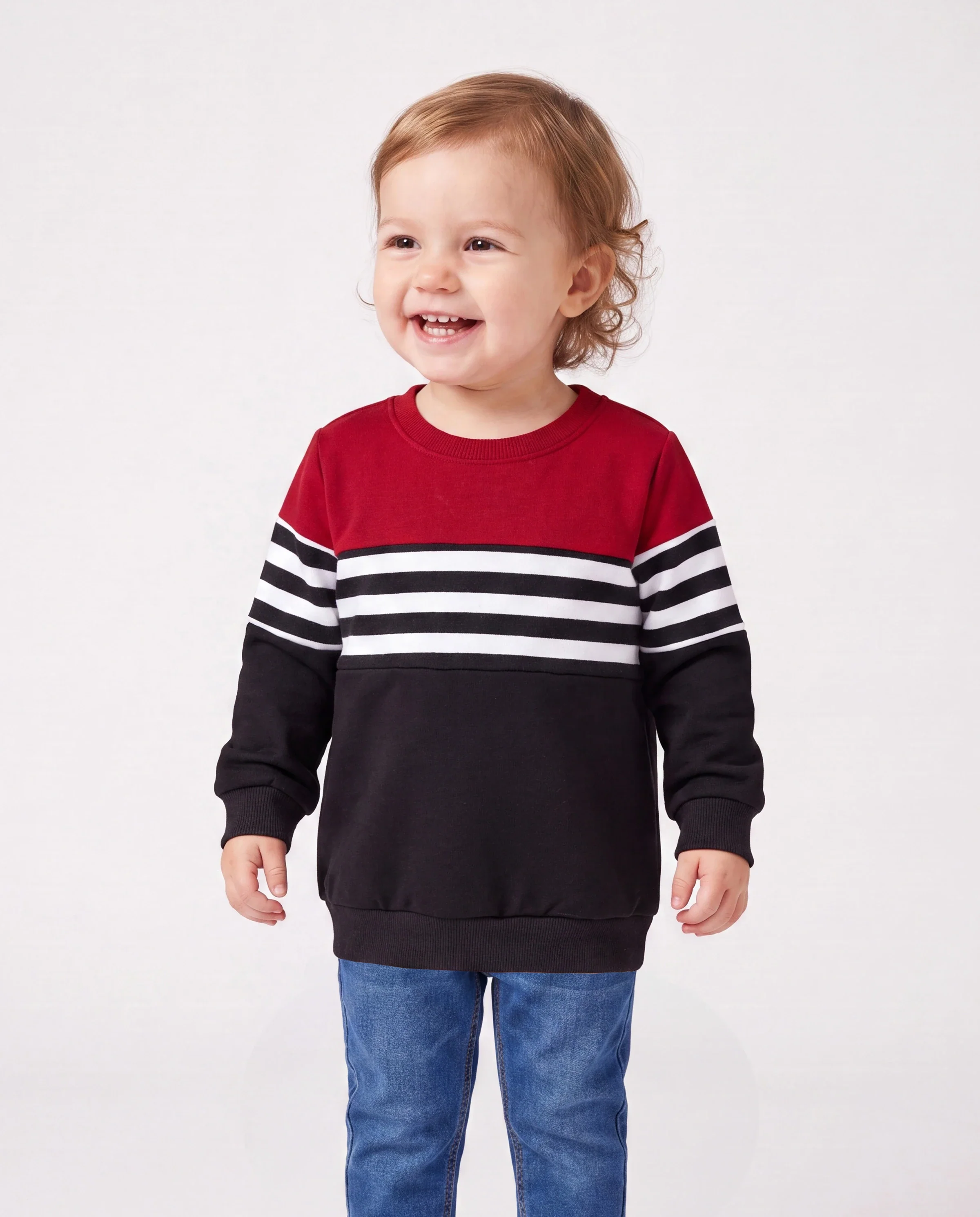Family Matching Casual Color-block Stripes Print Long Sleeve Hooded Tops Color block - Image 3