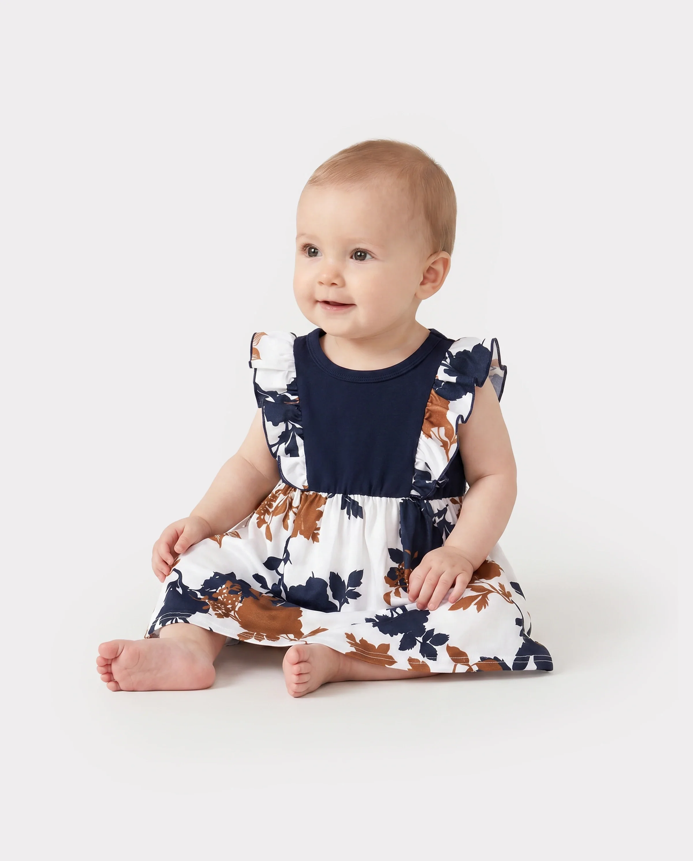 Family Matching Casual Dress or T-Shirt, Solid Color, Fabric Stitching royalblue - Image 4
