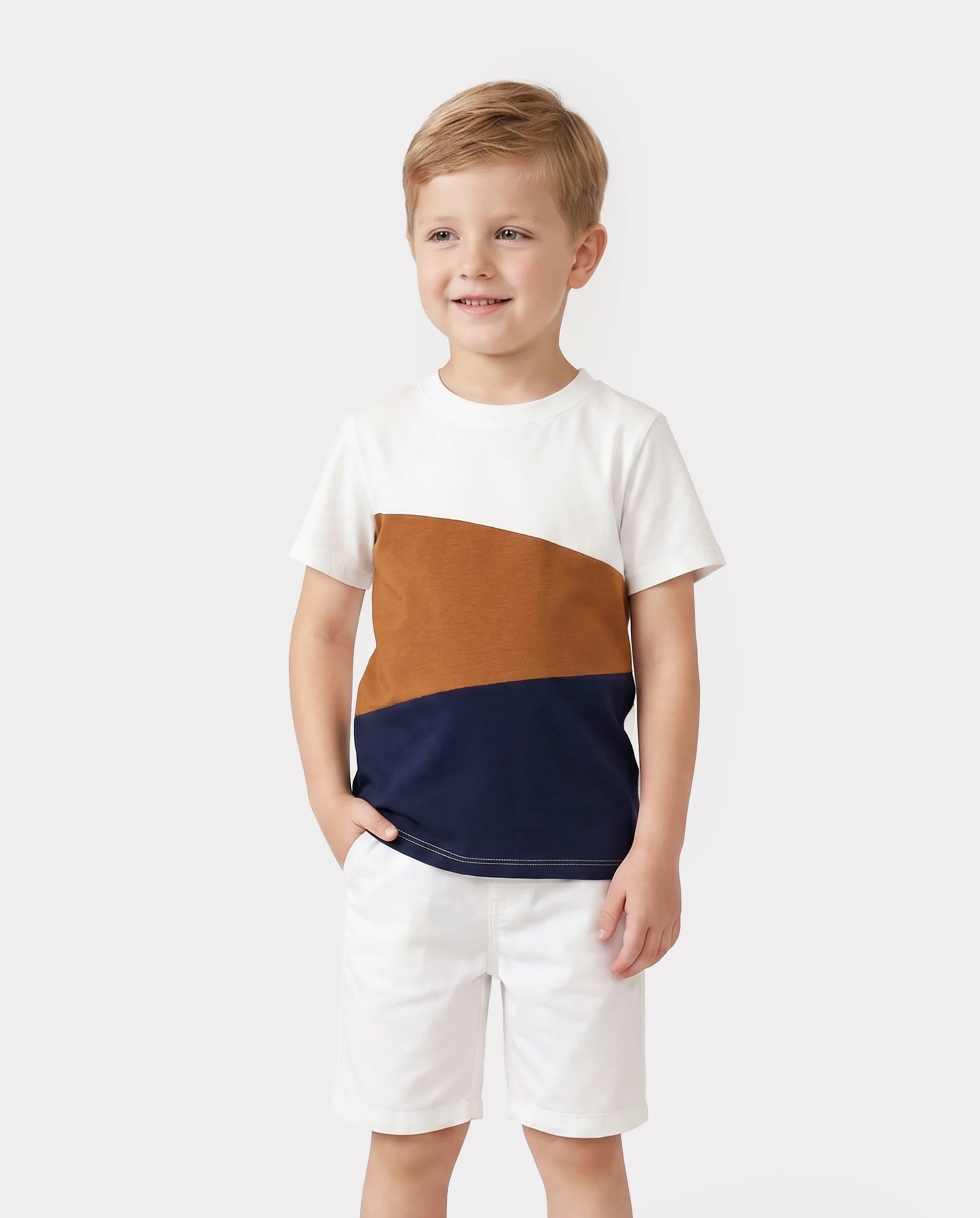 Family Matching Casual Dress or T-Shirt, Solid Color, Fabric Stitching royalblue - Image 5