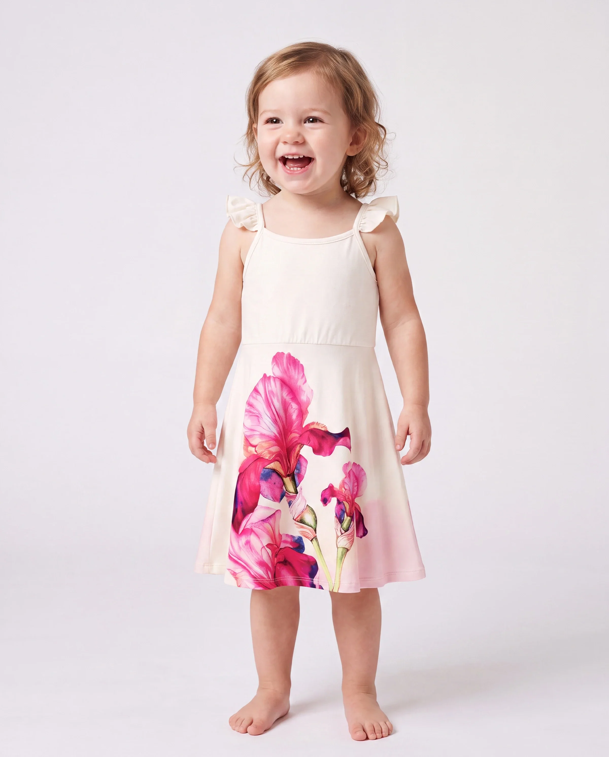 Family Matching Casual Outfit Floral Print T-shirt or Halter Dress Summer Set for Vacation Apricot - Image 3