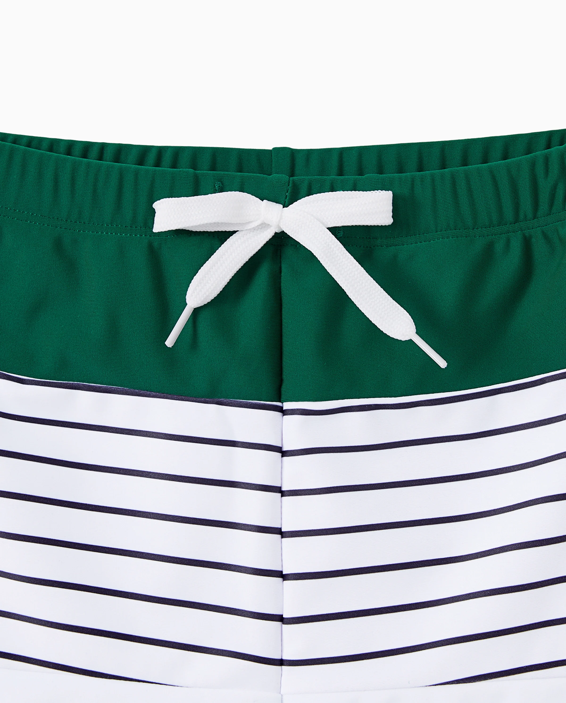 Family Matching Color Block Drawstring Swim Trunks or Stripe Cross Front Two-Piece Swimsuit (Quick-Dry) Green - Image 7