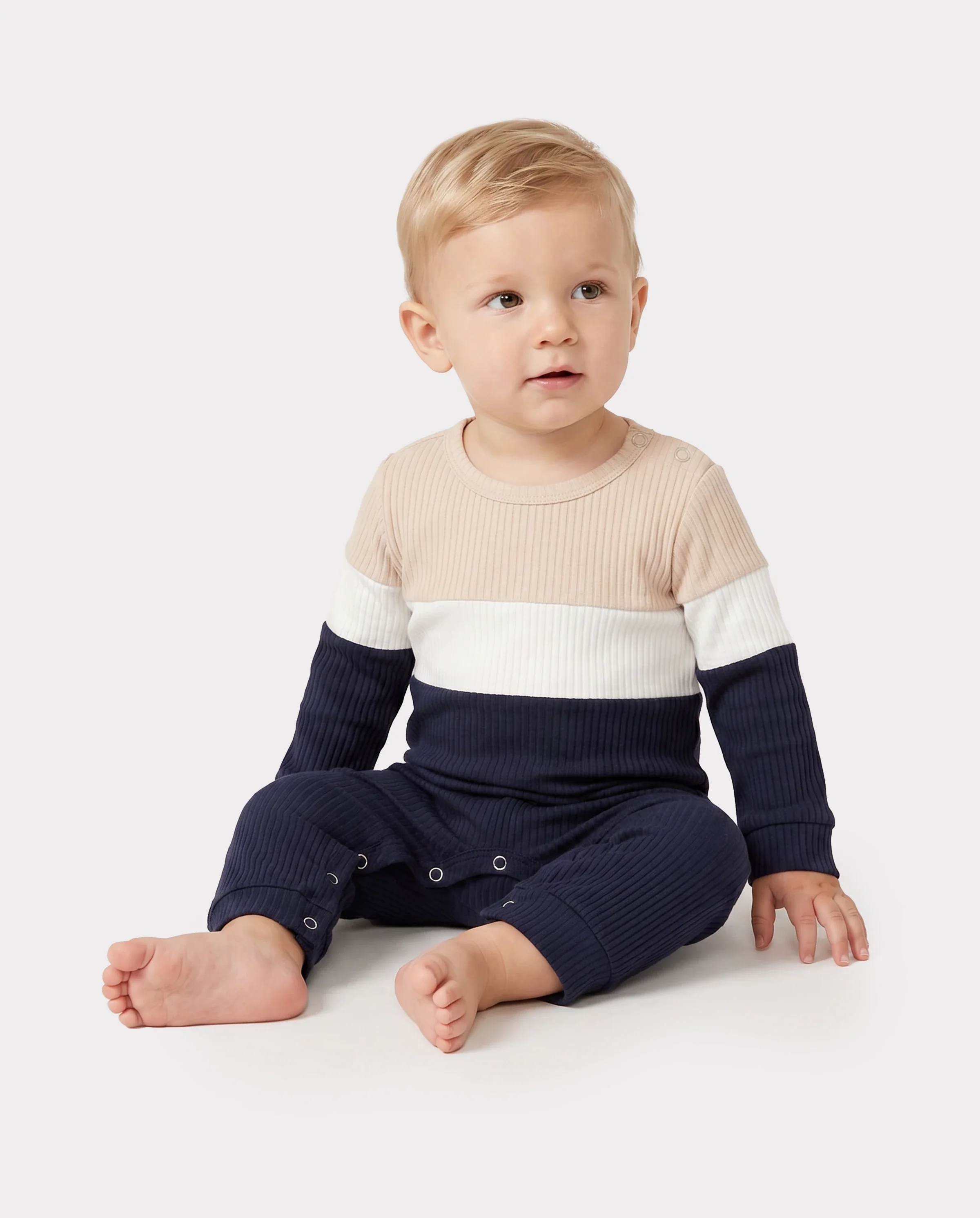 Family Matching Color-Block Knit Long-Sleeved Dresses And Tops Sets Multi-color - Image 4