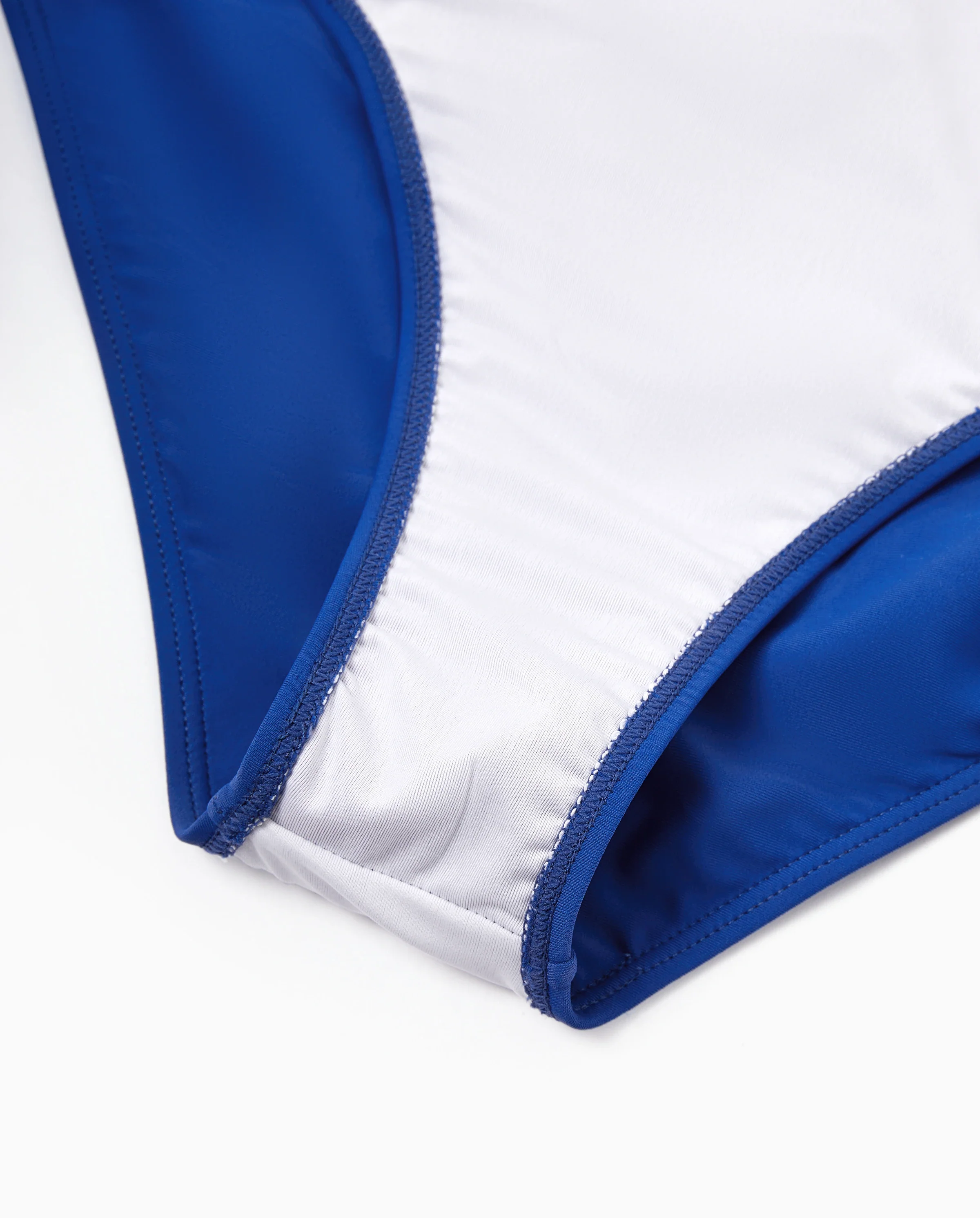 Family Matching Color Block Swimsuits One Shoulder Swim Dress / Swim Trunks Set Blue - Image 8
