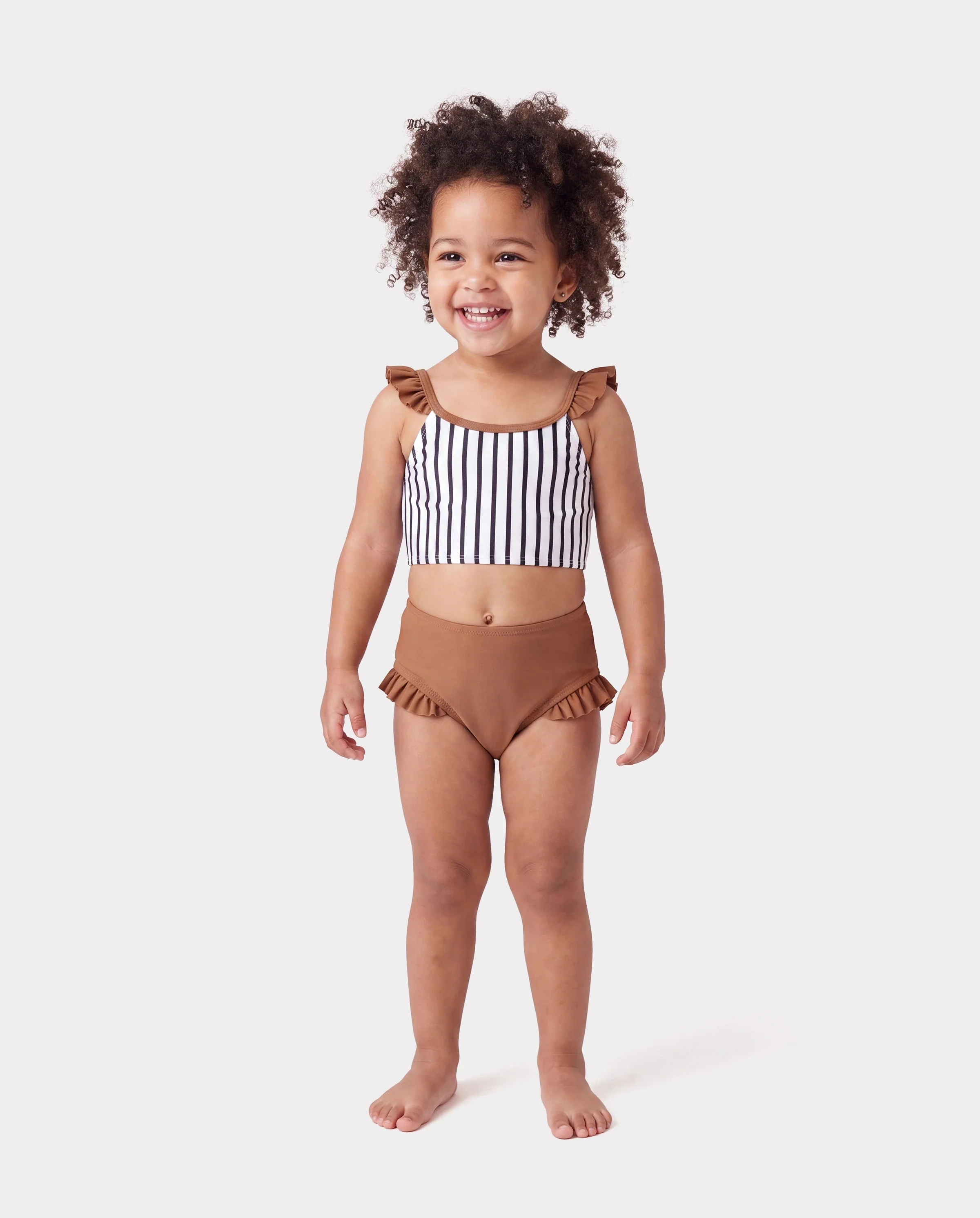 Family Matching Color Block Swimsuits Striped Bikini & Swim Trunks Set Color block - Image 3