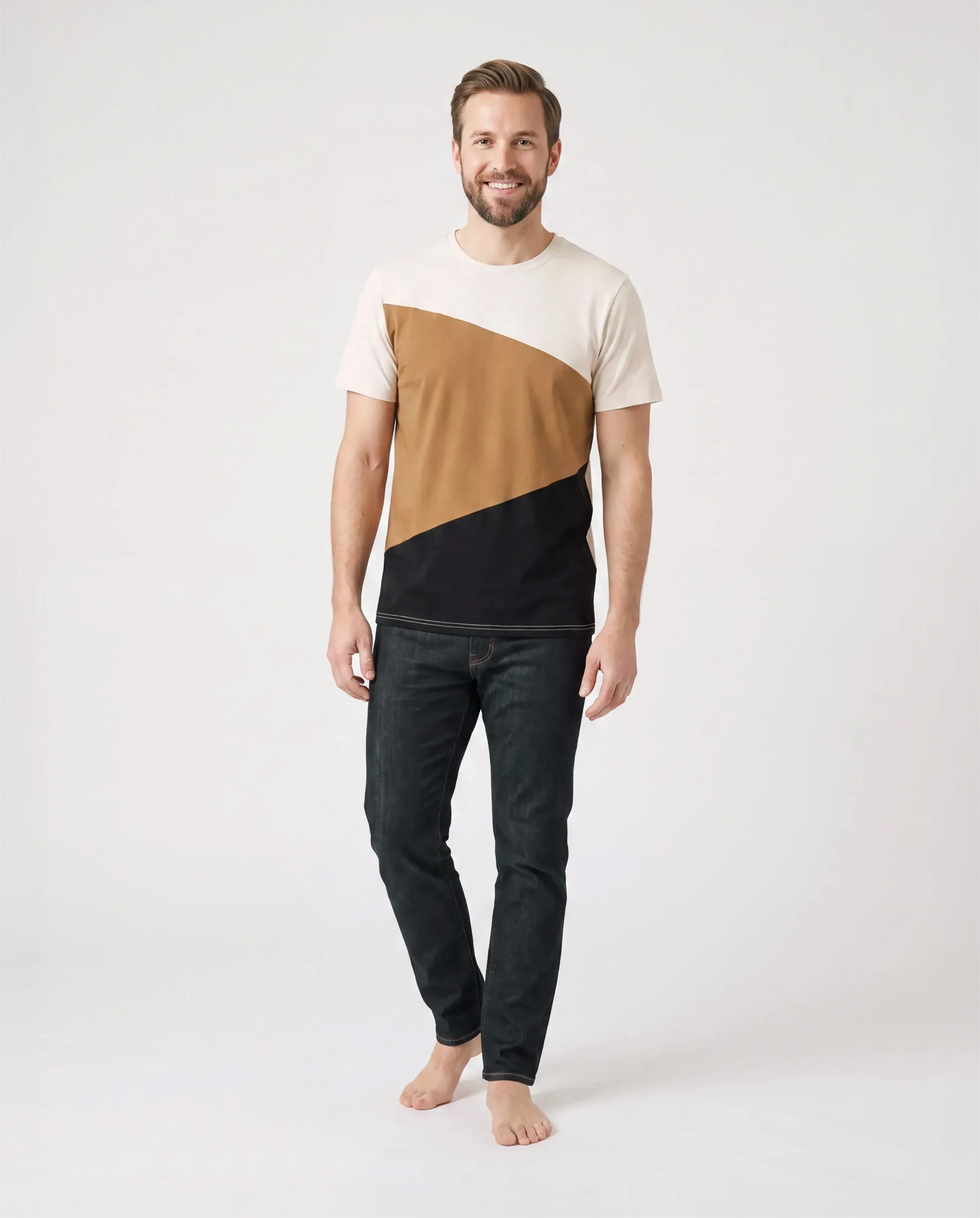 Family Matching Colorblock Cotton Tee or Flora Print Strap Body-con Dress or Mesh Splicing Dress Khaki - Image 6