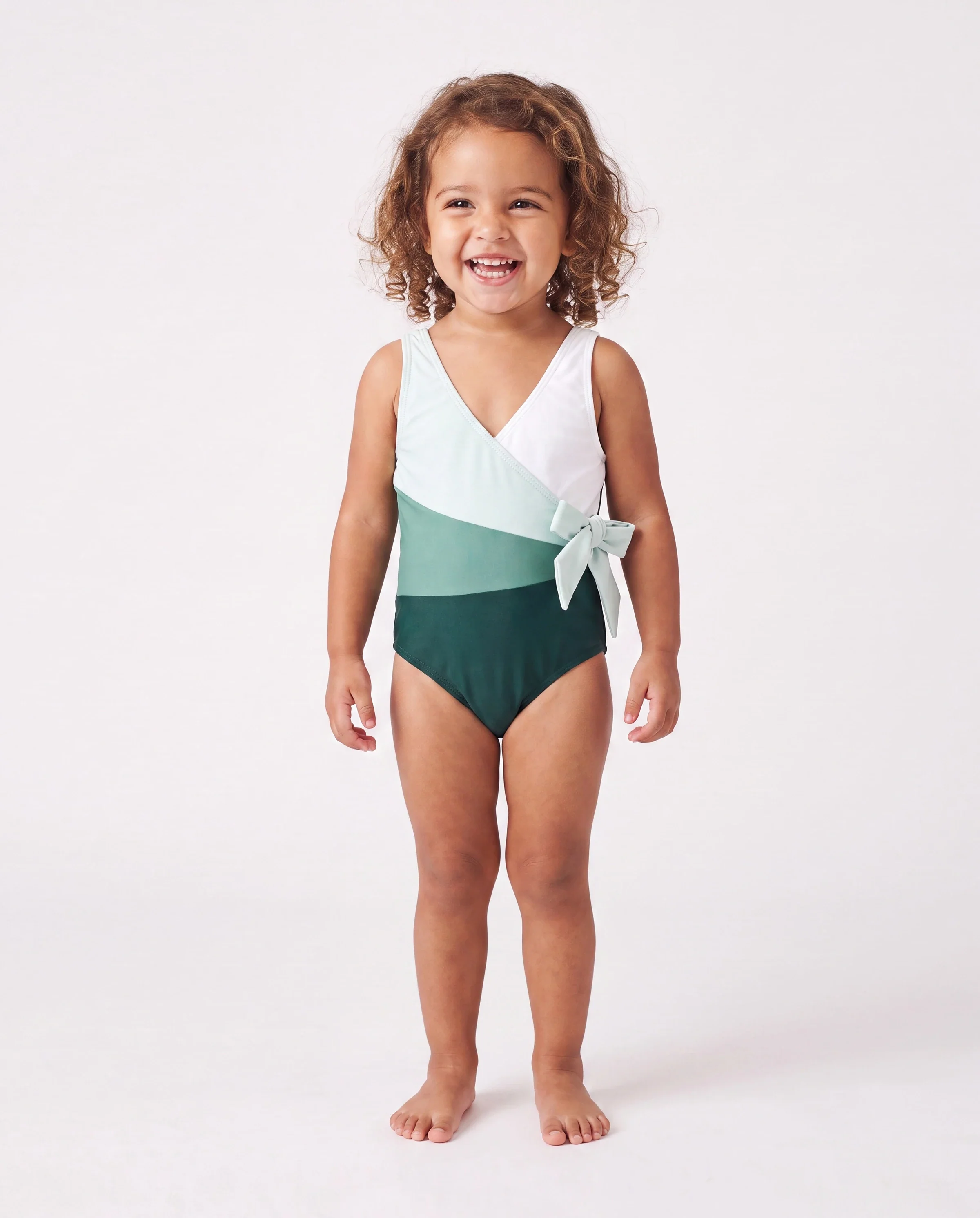 Family Matching Colorblock Swim Trunks or Wrap Side V-Neck Swimsuit MultiColour - Image 3