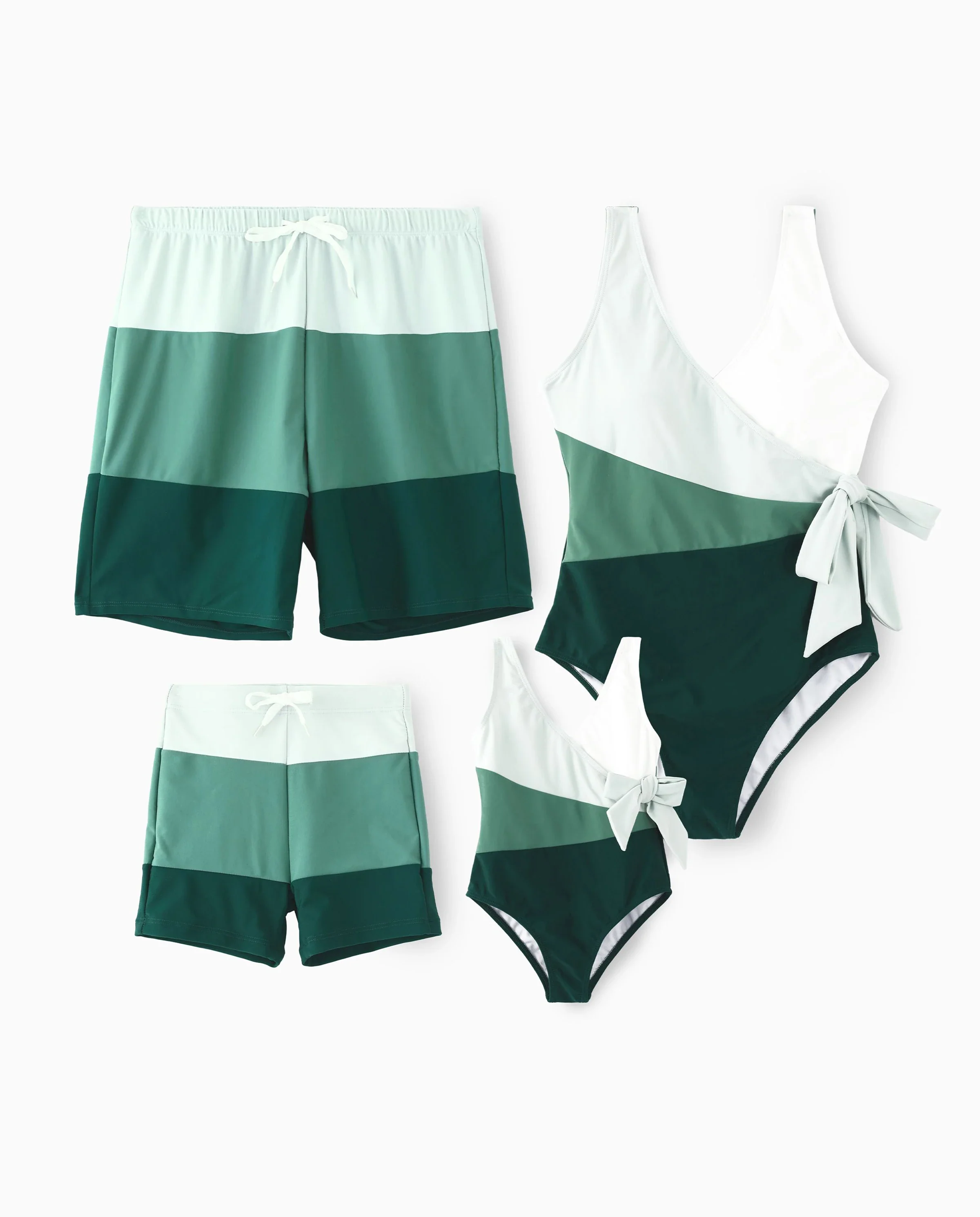 Family Matching Colorblock Swim Trunks or Wrap Side V-Neck Swimsuit MultiColour - Image 9