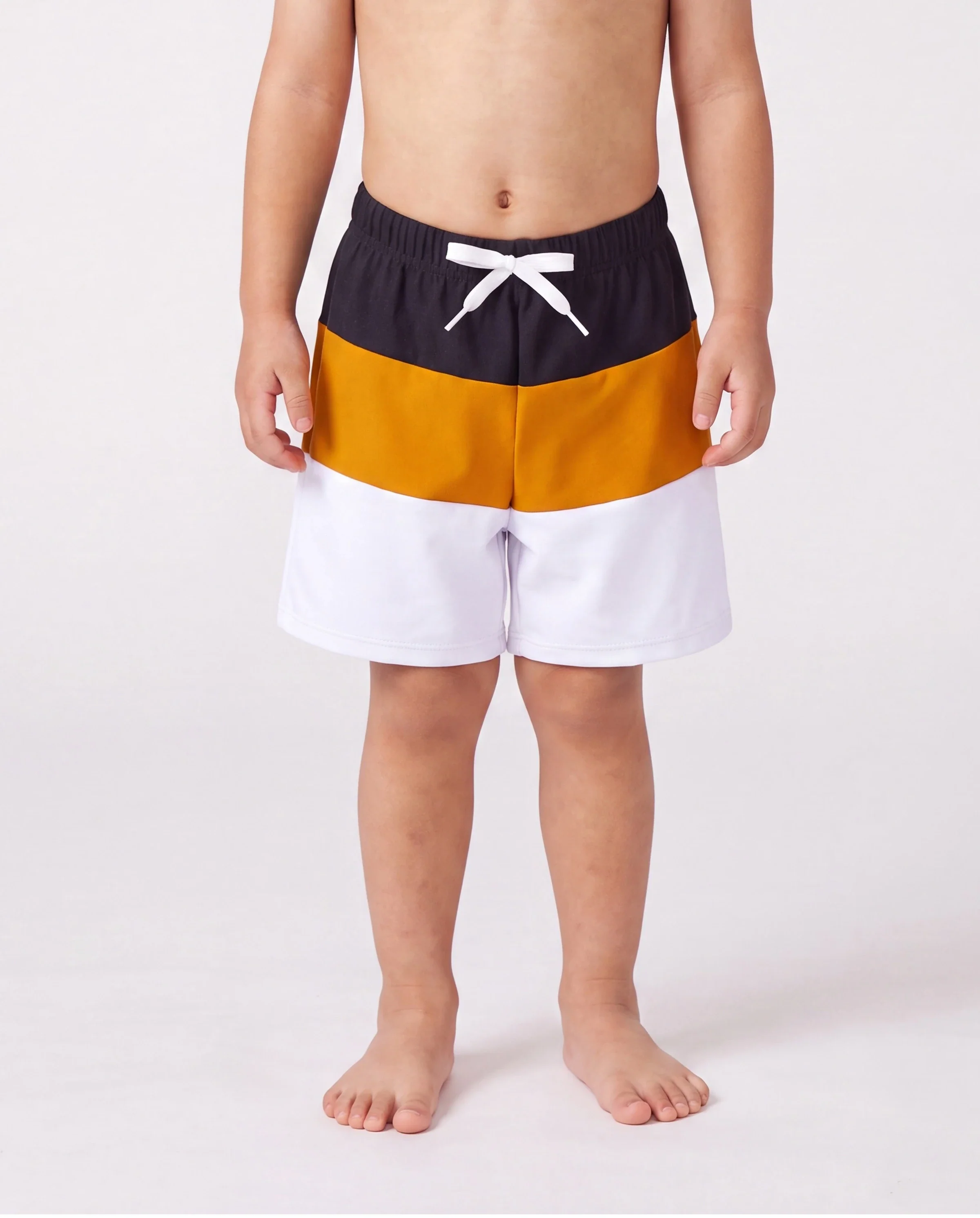 Family Matching Colorblock Swim Trunks Shorts or Cut Out Waist One-Shoulder One-piece Swimsuit Multi-color - Image 4