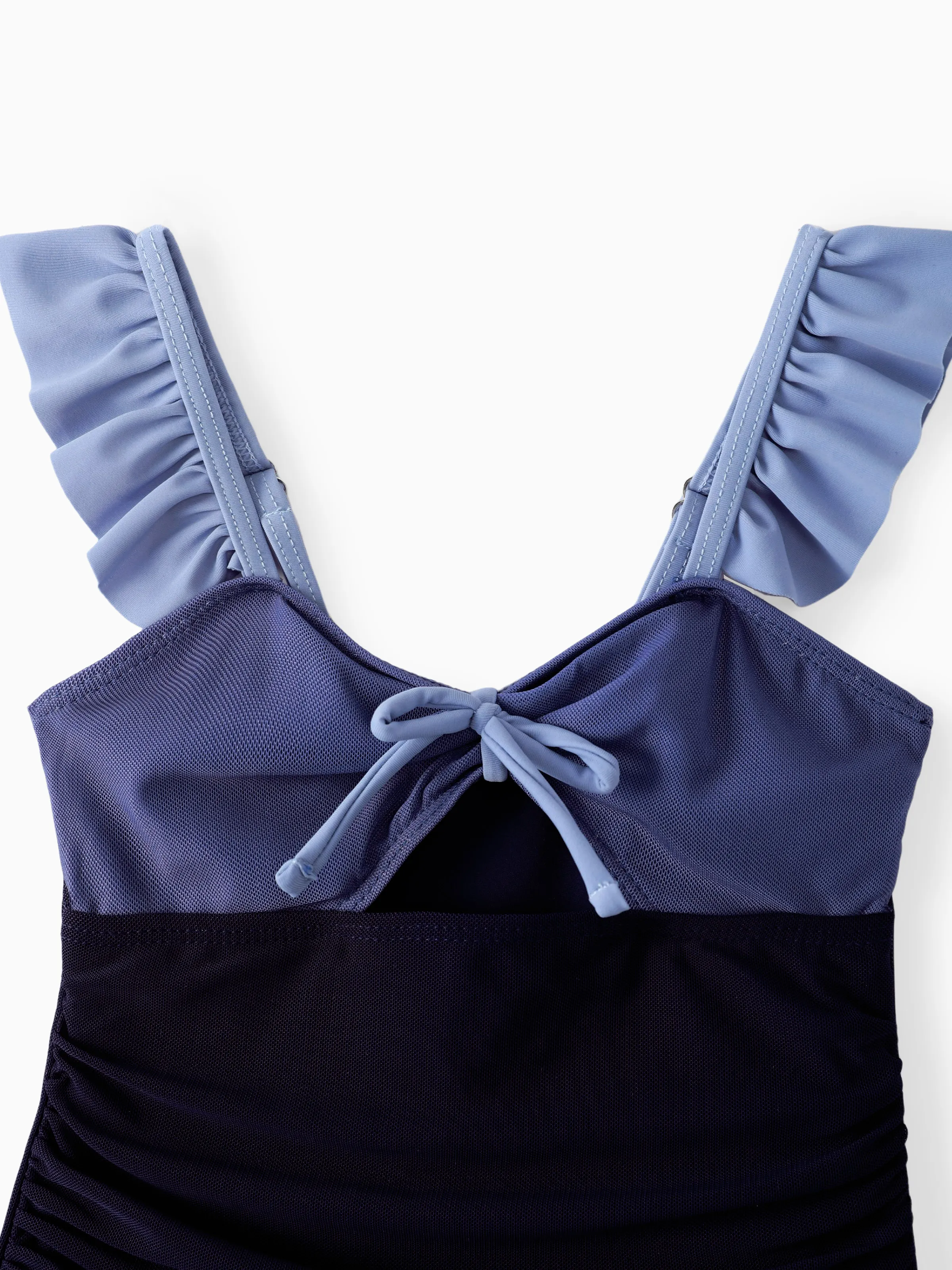Family Matching Drawstring Swim Trunks or Ruched Bow Tie Cut Out Mesh Ruffle Strap One-Piece Swimsuit (Quick-Dry) MultiColour - Image 9