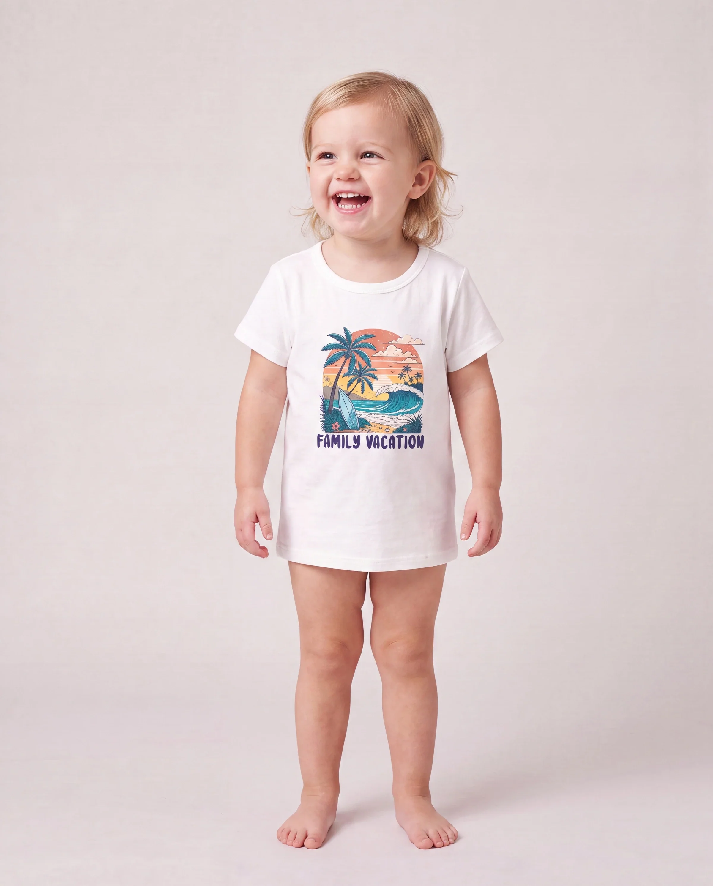Family Matching "Family Vacation" Graphic Cotton Tees Tropical Surf Print T-Shirt Multi-color - Image 3