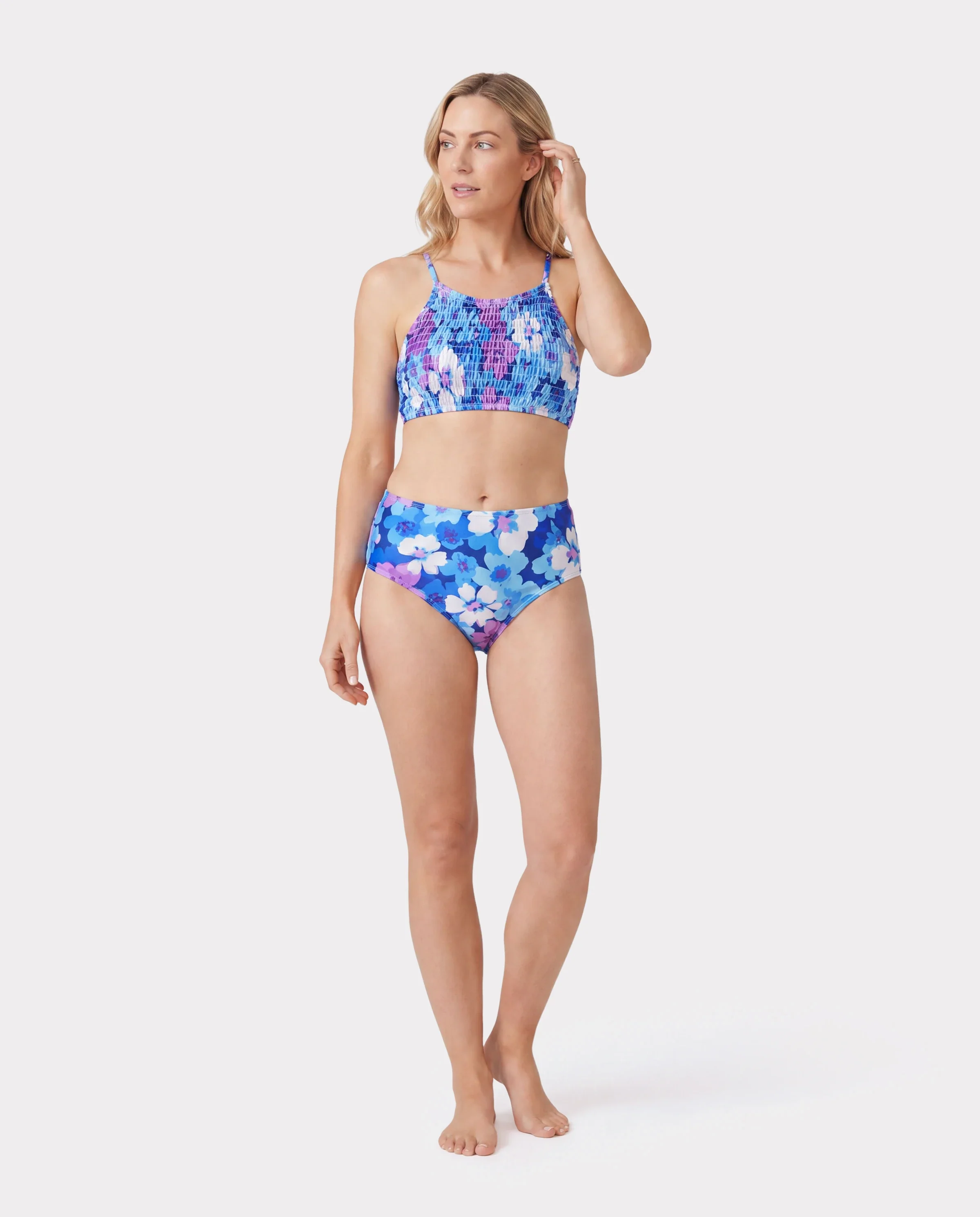 Family Matching Flora Swim Trunks or Smocking Strap two-piece Swimsuit Purple - Image 2