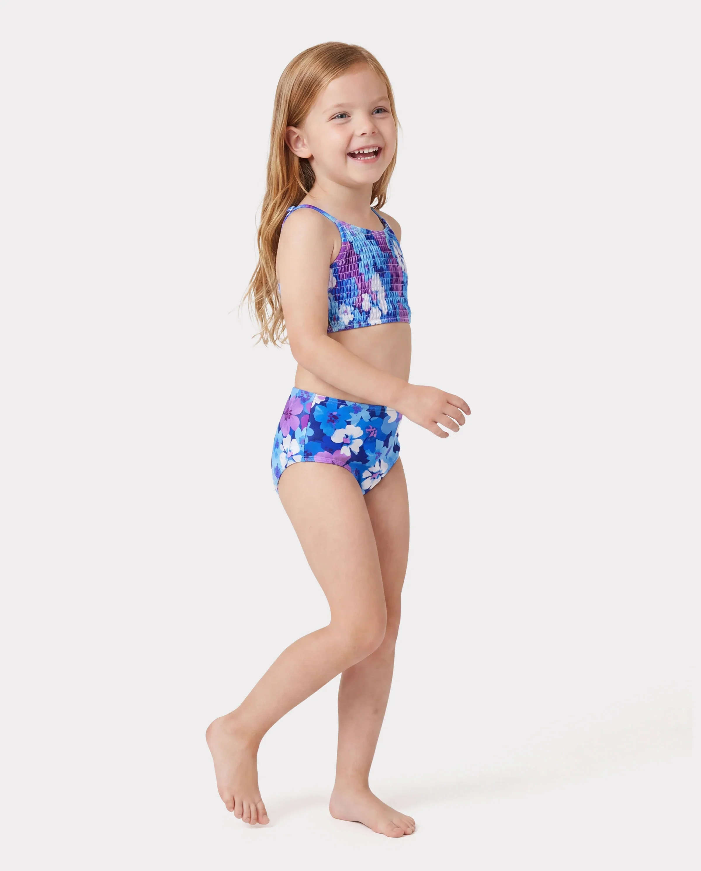 Family Matching Flora Swim Trunks or Smocking Strap two-piece Swimsuit Purple - Image 3