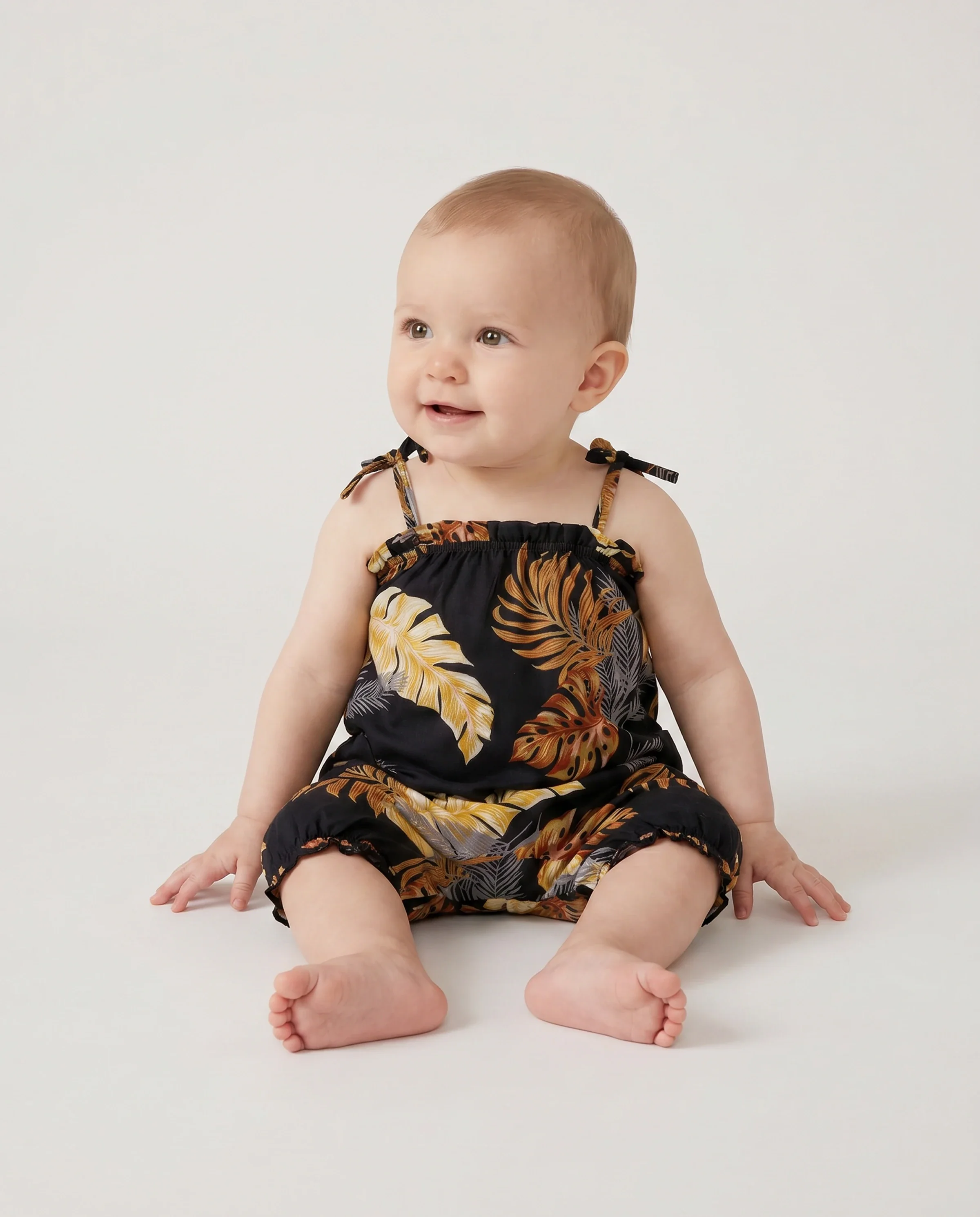 Family Matching Floral Print Beach Wear Short-sleeve Shirt or Camisole top and Wide-Leg Pants Set for Summer Vacation Family Looks Black+White - Image 4