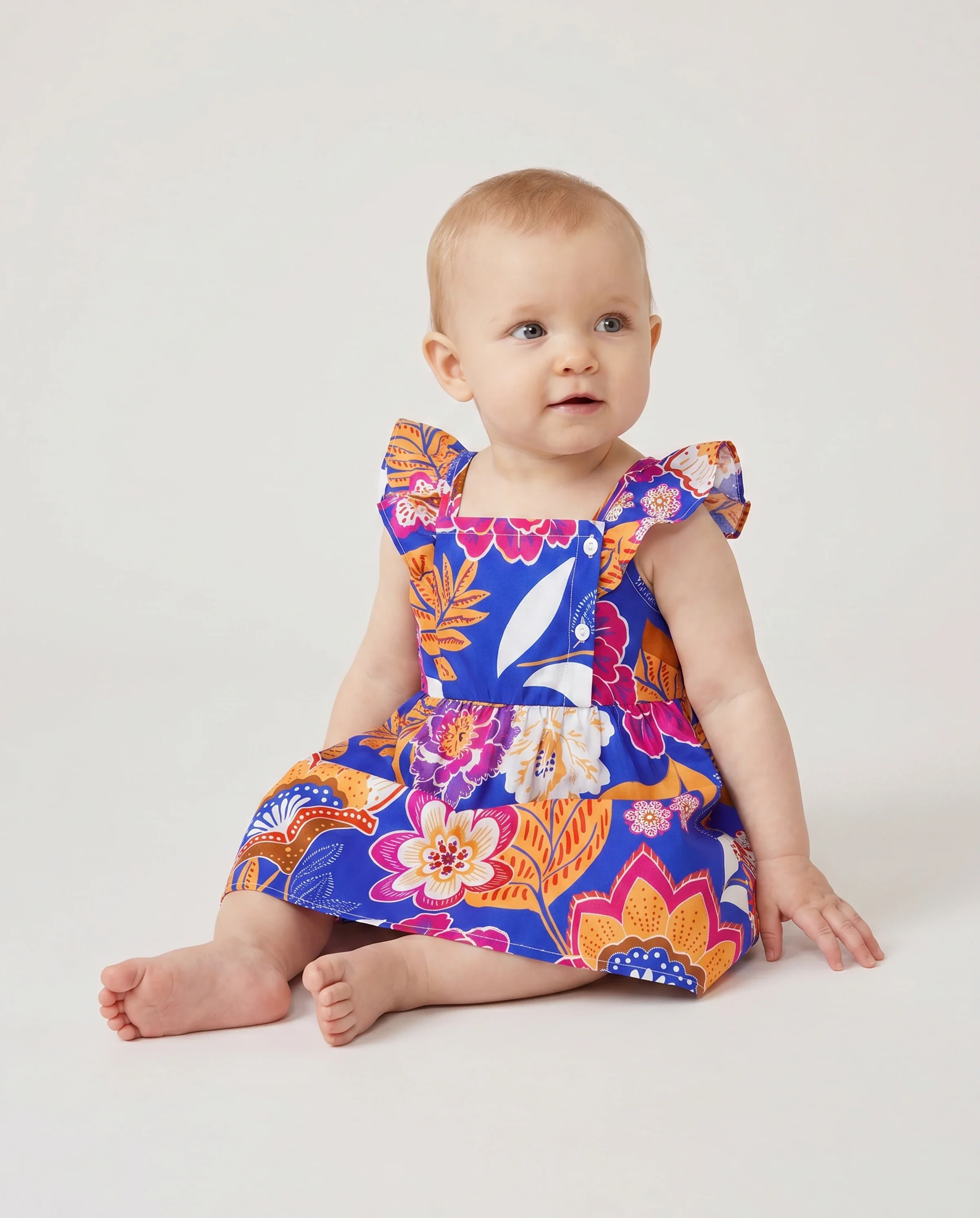 Family Matching Hawaiian Outfits Tropical Floral Print Vacation Clothes Strap Belted Dress or Short-sleeve Shirts Summer Beachwear Set Navy - Image 4