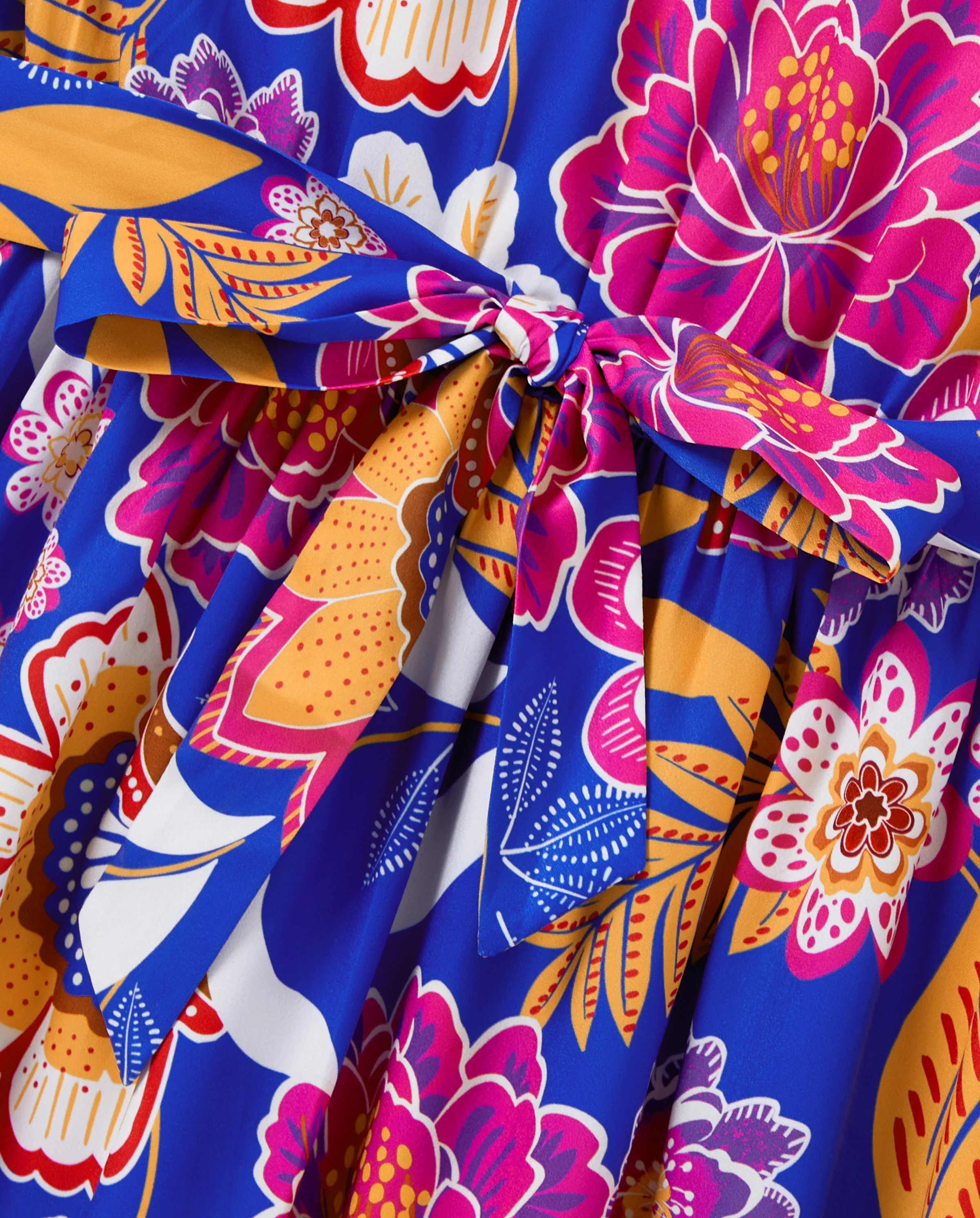 Family Matching Hawaiian Outfits Tropical Floral Print Vacation Clothes Strap Belted Dress or Short-sleeve Shirts Summer Beachwear Set Navy - Image 9