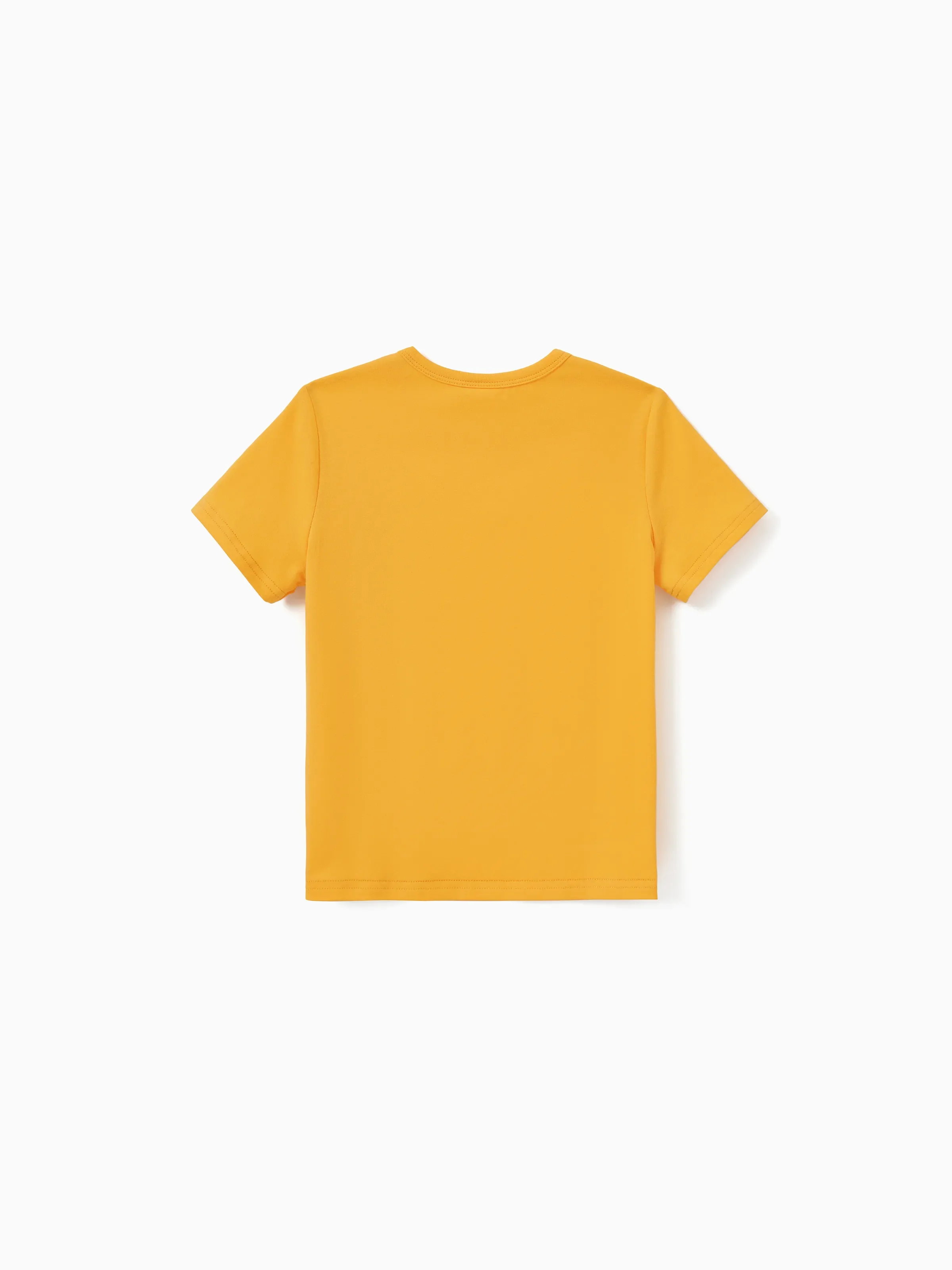 Family Matching Leaf Print Flutter Dress or Short-sleeve Colorblock Shirts Yellow - Image 17