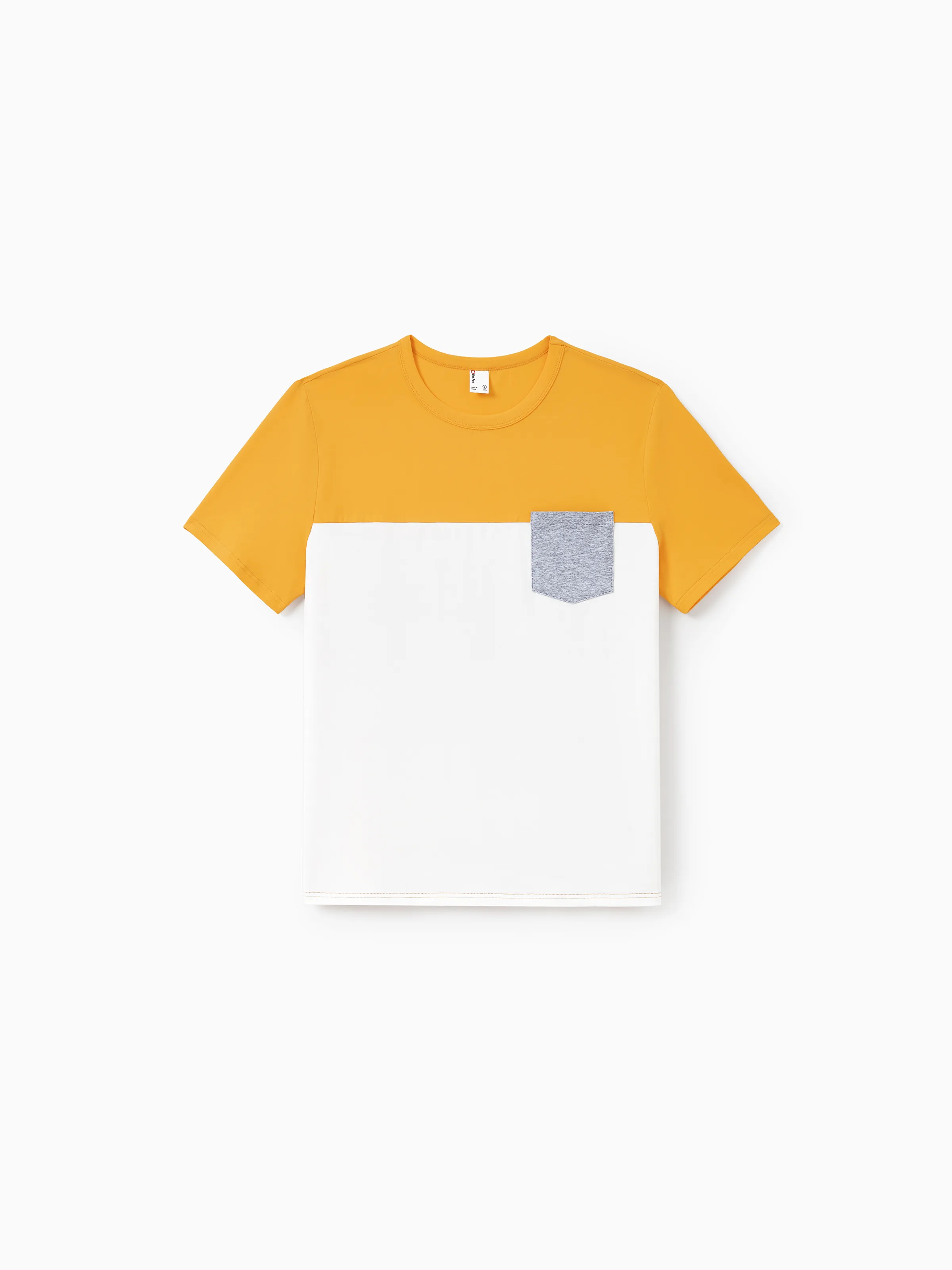 Family Matching Leaf Print Flutter Dress or Short-sleeve Colorblock Shirts Yellow - Image 21