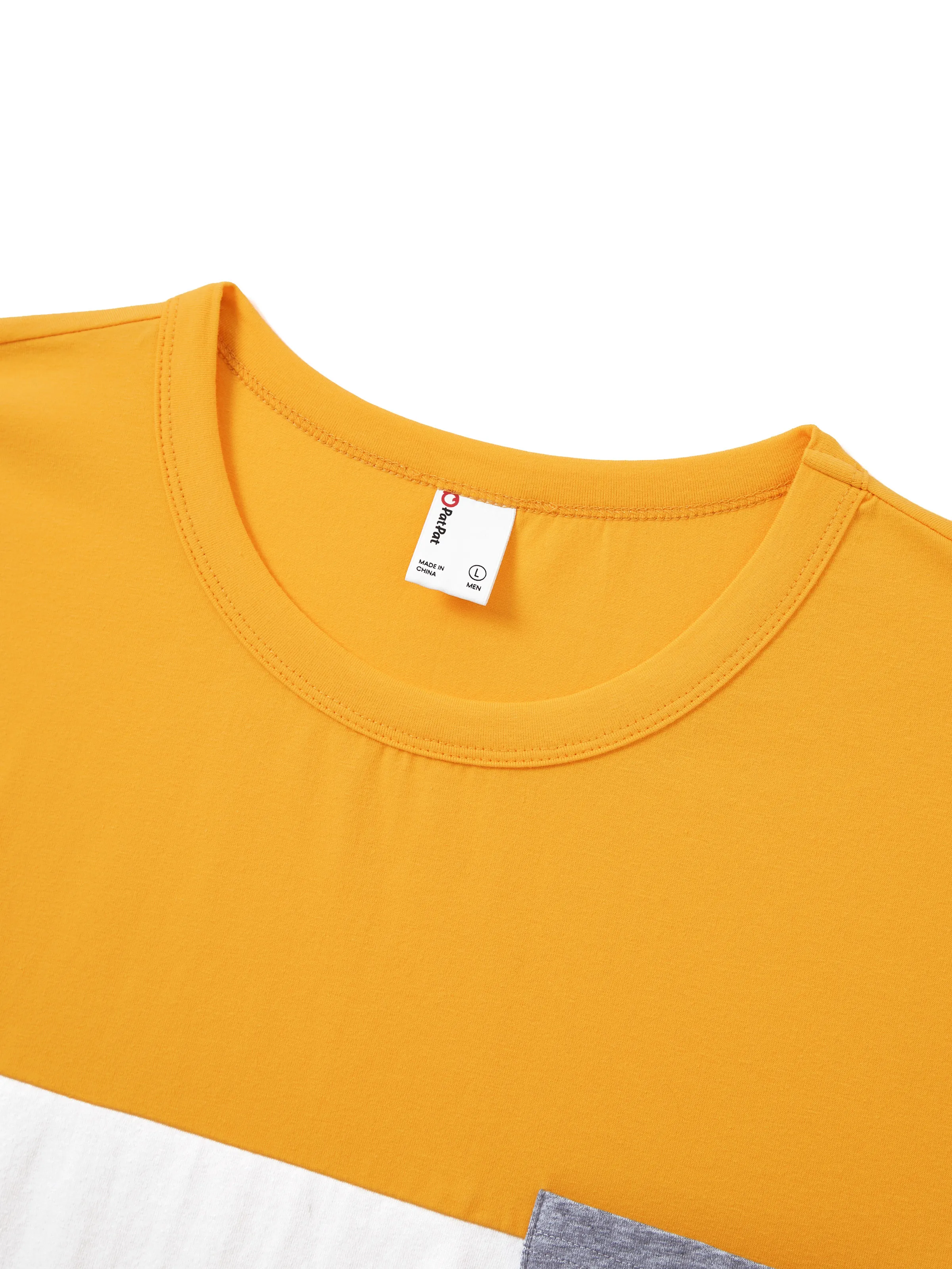 Family Matching Leaf Print Flutter Dress or Short-sleeve Colorblock Shirts Yellow - Image 23