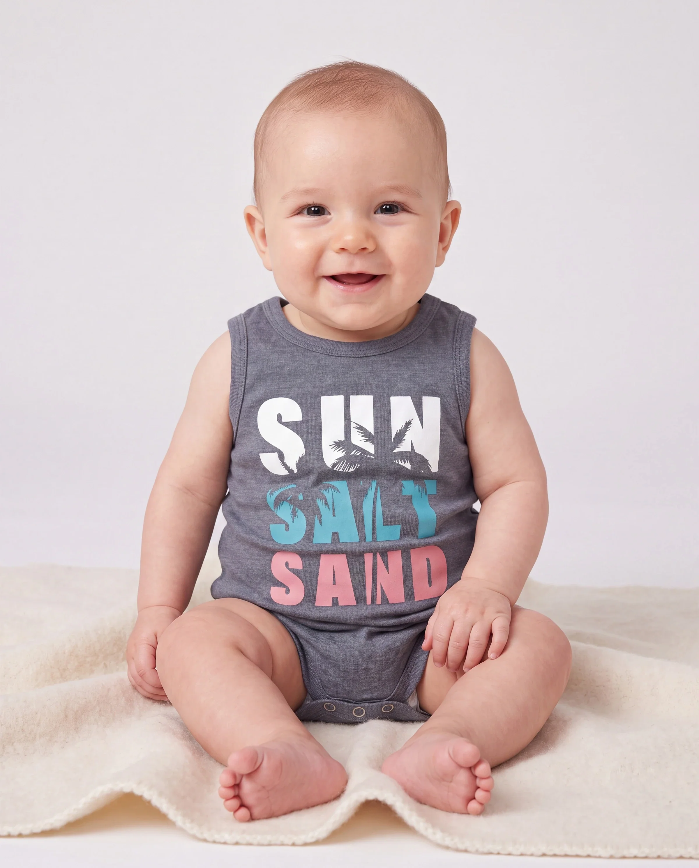 Family Matching Letter Print Sleeveless Tank Top or Tank Dress Set Grey - Image 4
