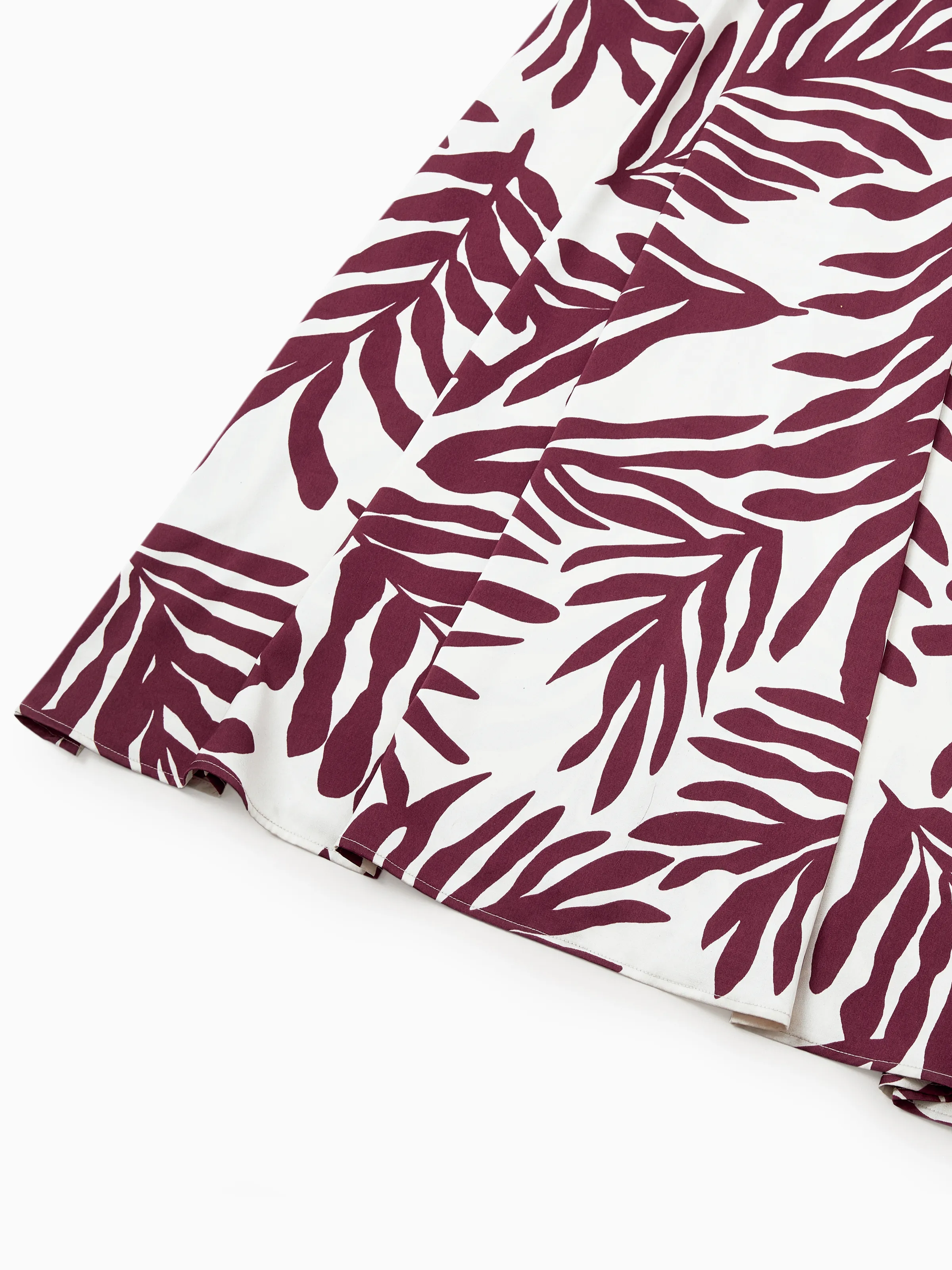 Family Matching Outfits Red Leaf Print Shirts and Strap Belted Dress for Hawaii/Cruise/Resort/Casual Wear White - Image 7