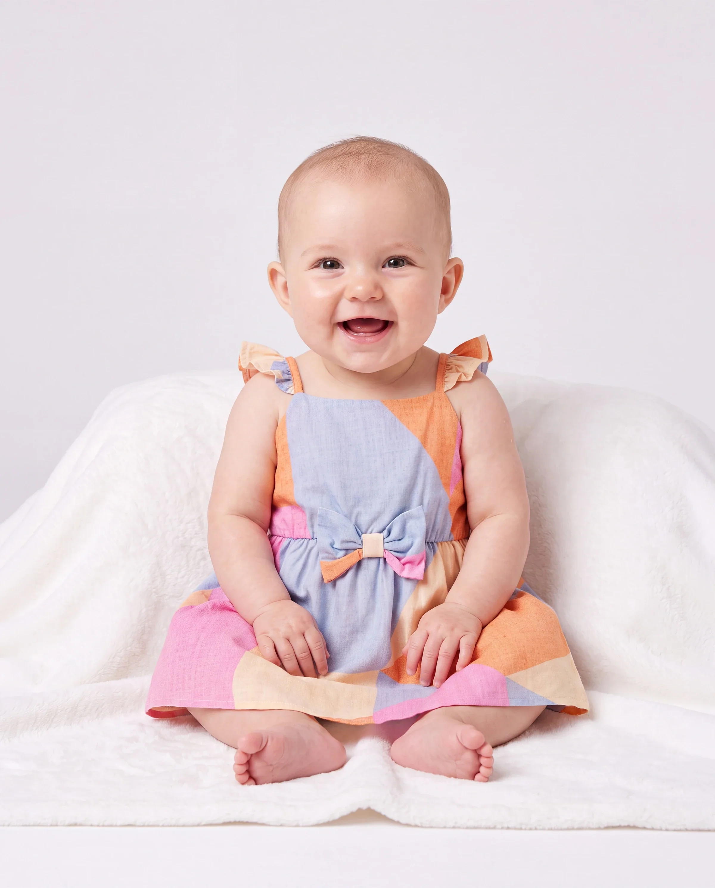 Family Matching Outfits Set Colorblock Sleeveless Strappy Dress or Short-sleeve T-shirt Multi-color - Image 4