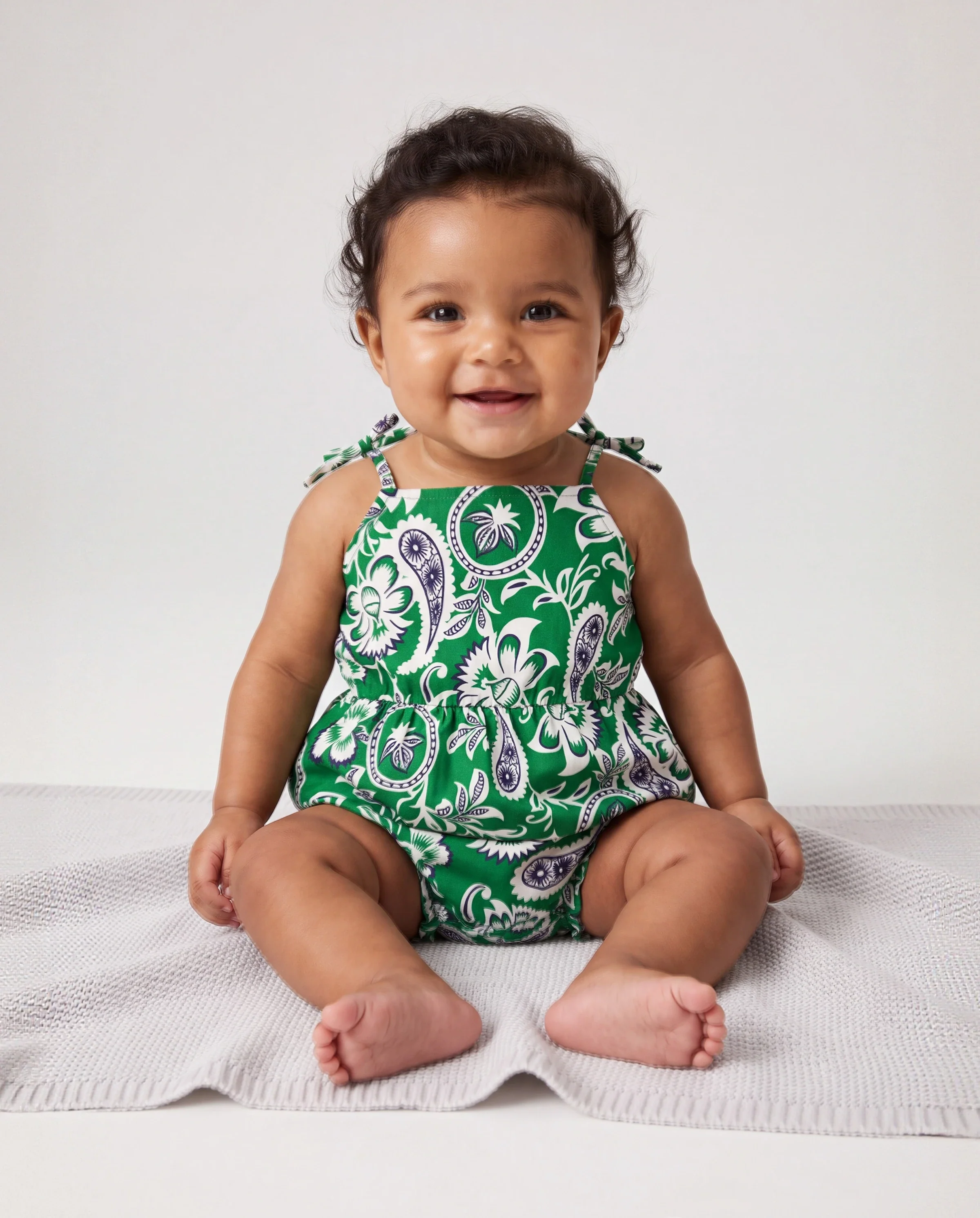 Family Matching Outfits Set Floral Print Short-sleeve Collar Shirt or Strappy Smocked Dress for Summer Vacation Green - Image 4