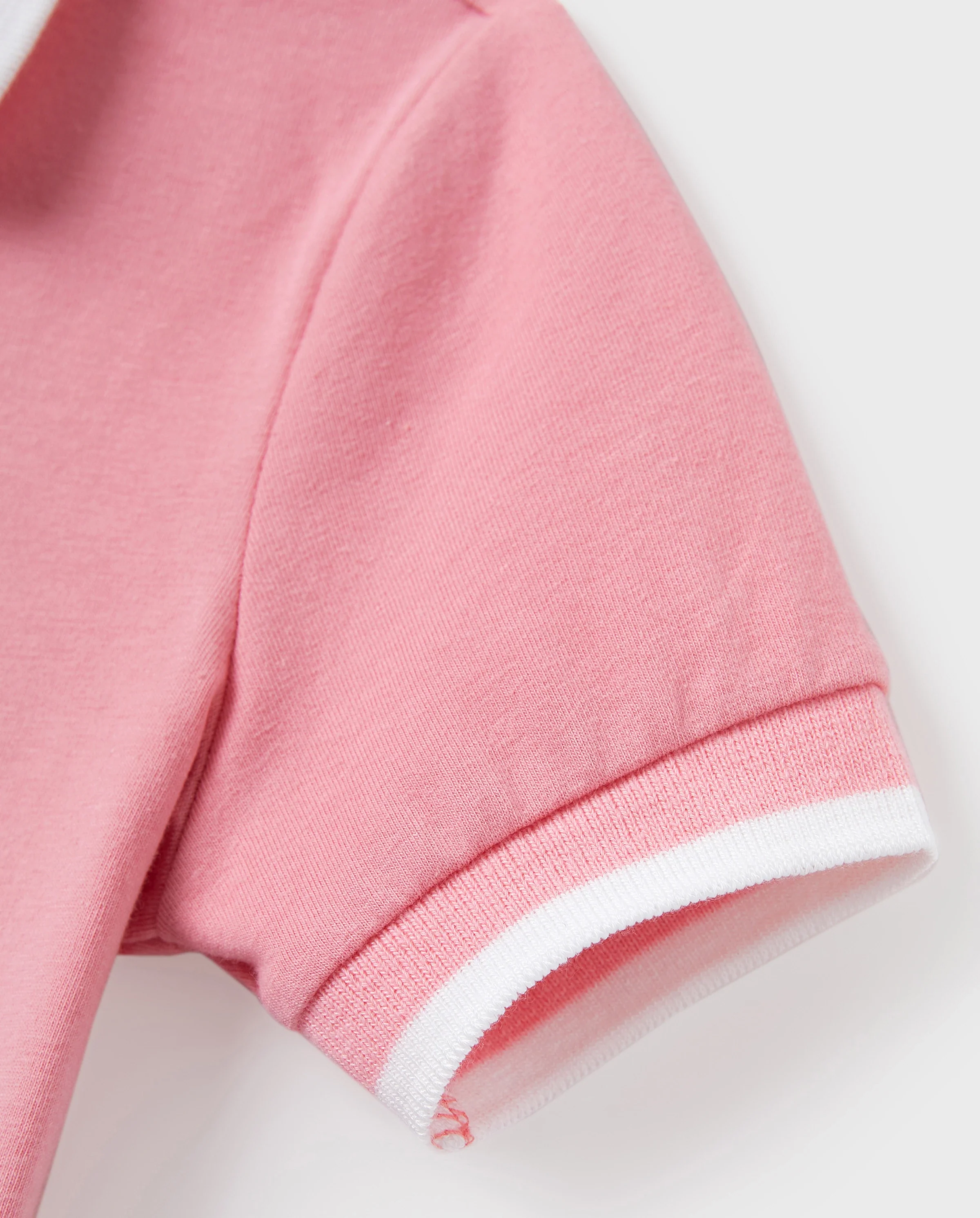 Family Matching Outfits Set Solid Color Short-sleeve Polo Collar Shirt or Flower Print Hollow out Dress Pink - Image 9