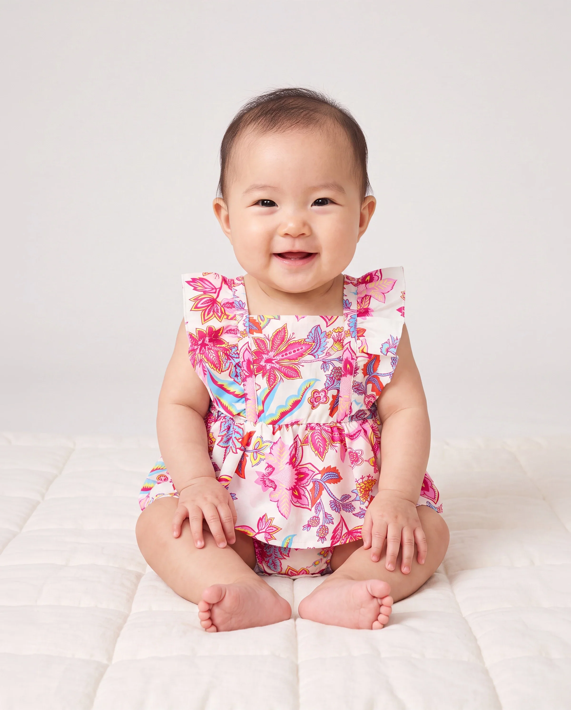 Family Matching Outfits Set Tropical Flora Print Short-sleeve Collar Shirt or Halter Belted Dress for Summer Vacation Beige - Image 4