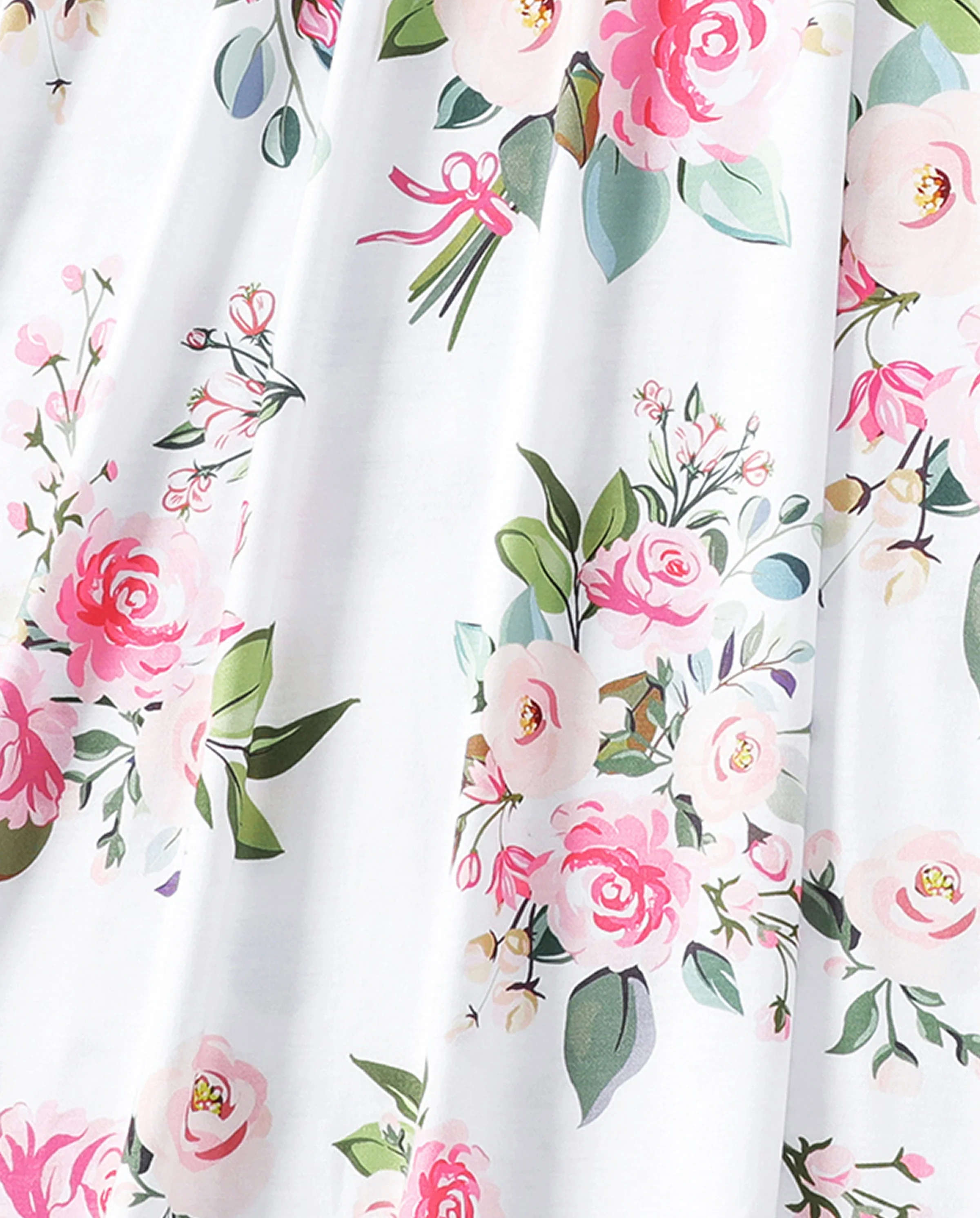 Family Matching Pink Sleeveless Splicing Floral Print Midi Dresses and Colorblock Short-sleeve Polo Shirts Sets Pink - Image 7
