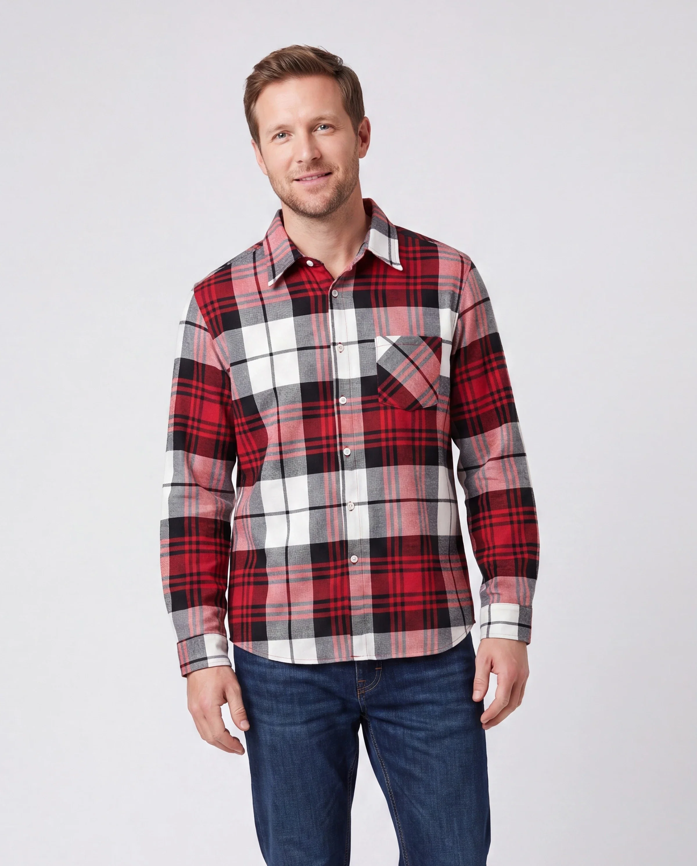 Family Matching Plaid Shirt Tops and Red Mesh Splice Belted Dresses Sets Burgundy - Image 6