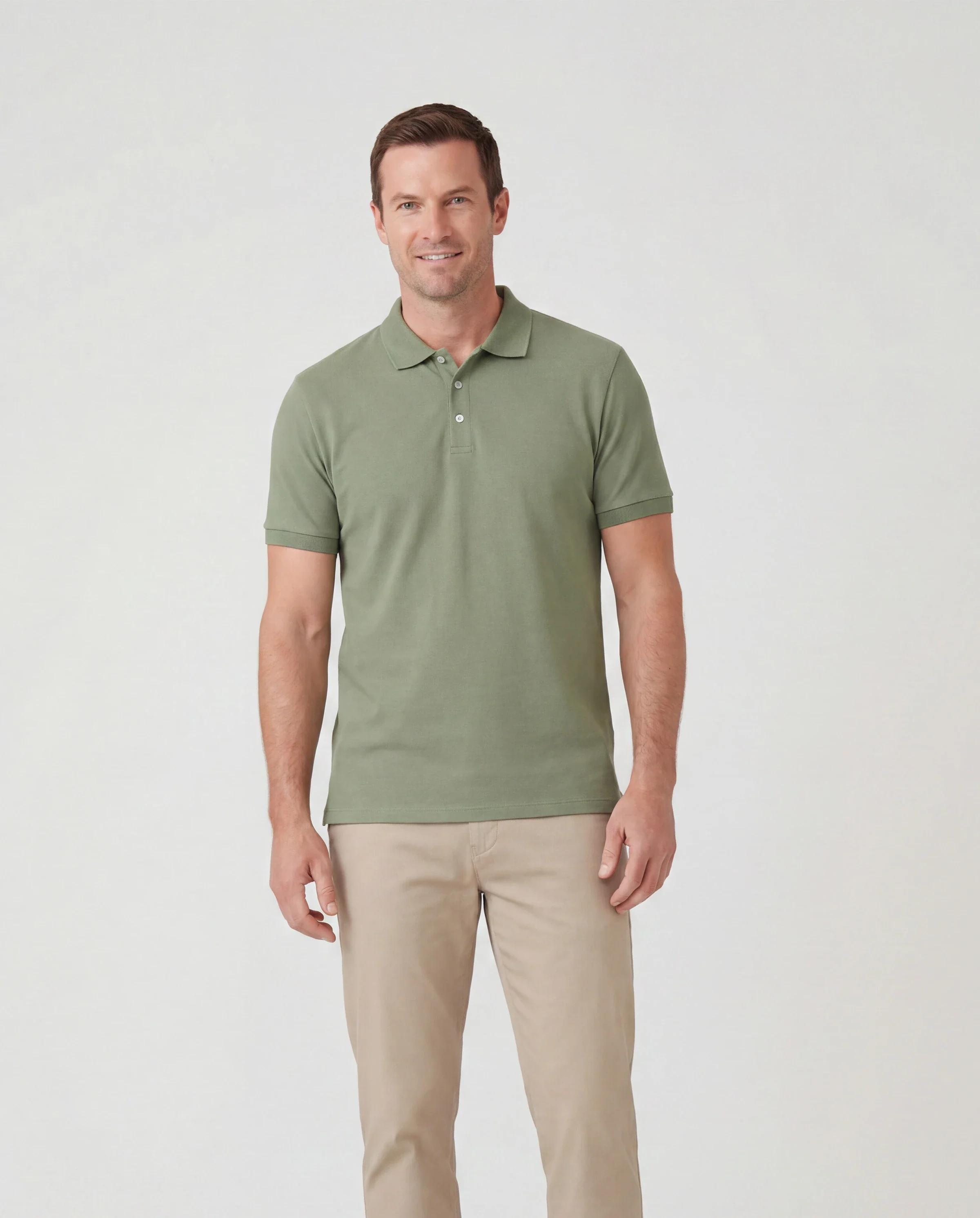 Family Matching Polo Collar Short-sleeve Shirt or V-neck Strappy Mesh Dress  Green - Image 6