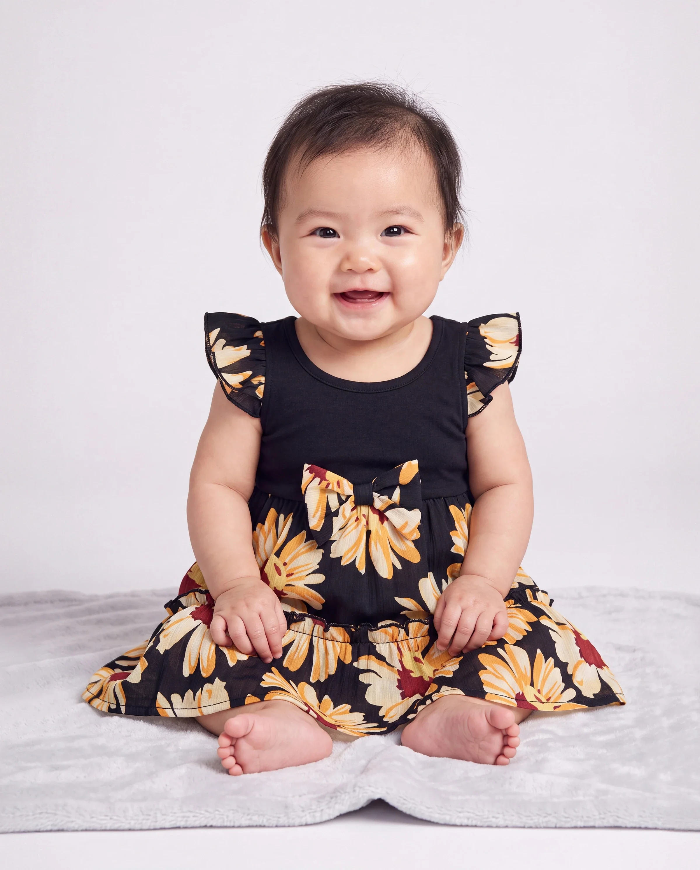 Family Matching Set Floral Sleeveless Strappy Dress or Colorblock Short-sleeve T-shirt Black - Image 4