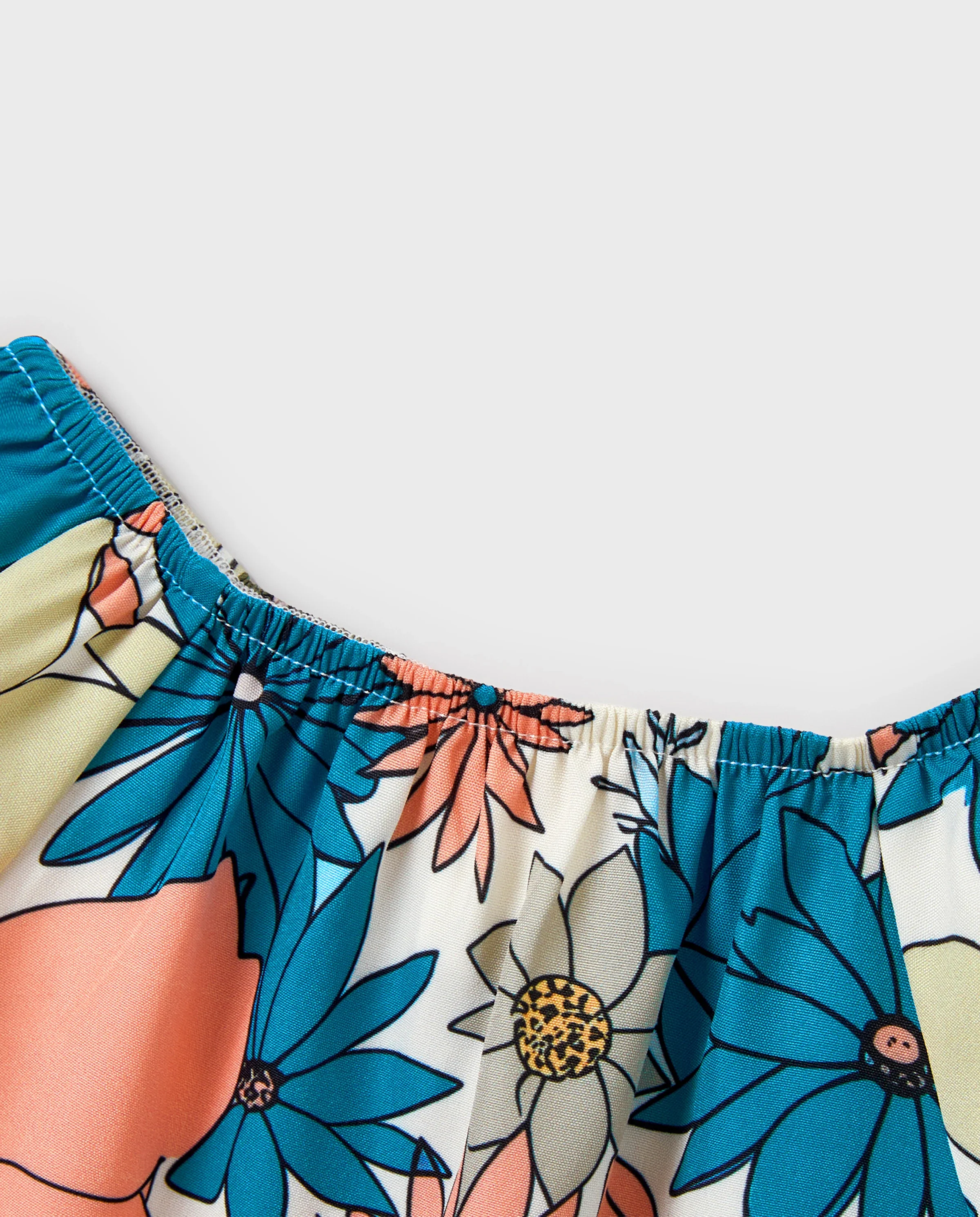 Family Matching Set Sun Flower Print Short-sleeve Collar Shirt or White Camisole Top and Flower Wide-leg Pants Set for Summer Vacation Multi-color - Image 9