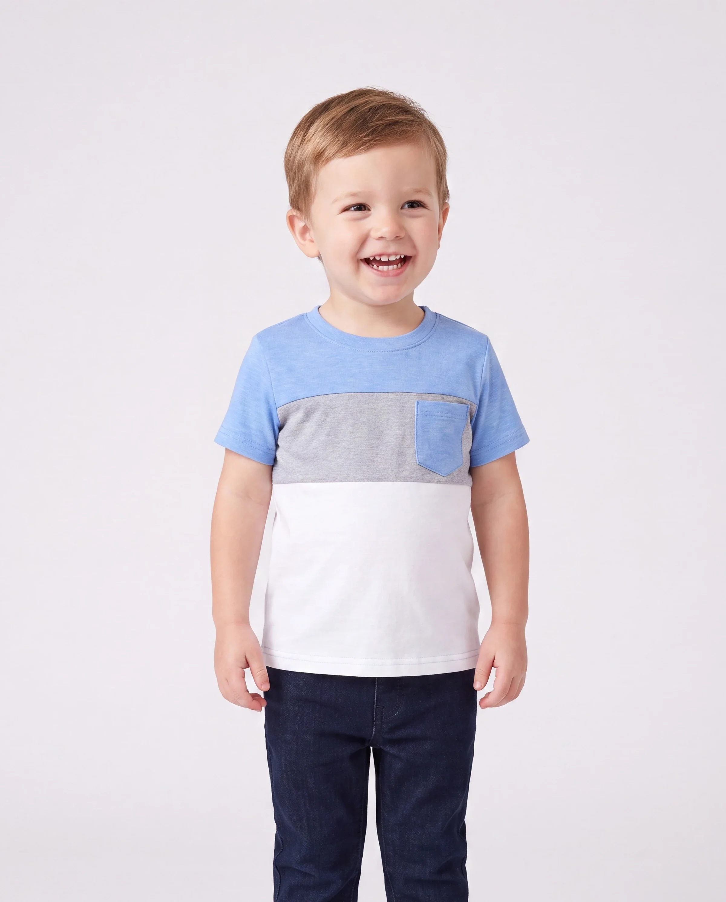 Family Matching Sets Butterfly Soft Casual Tee & Below Knee Dresses with Belted Design Blue Light Blue - Image 5