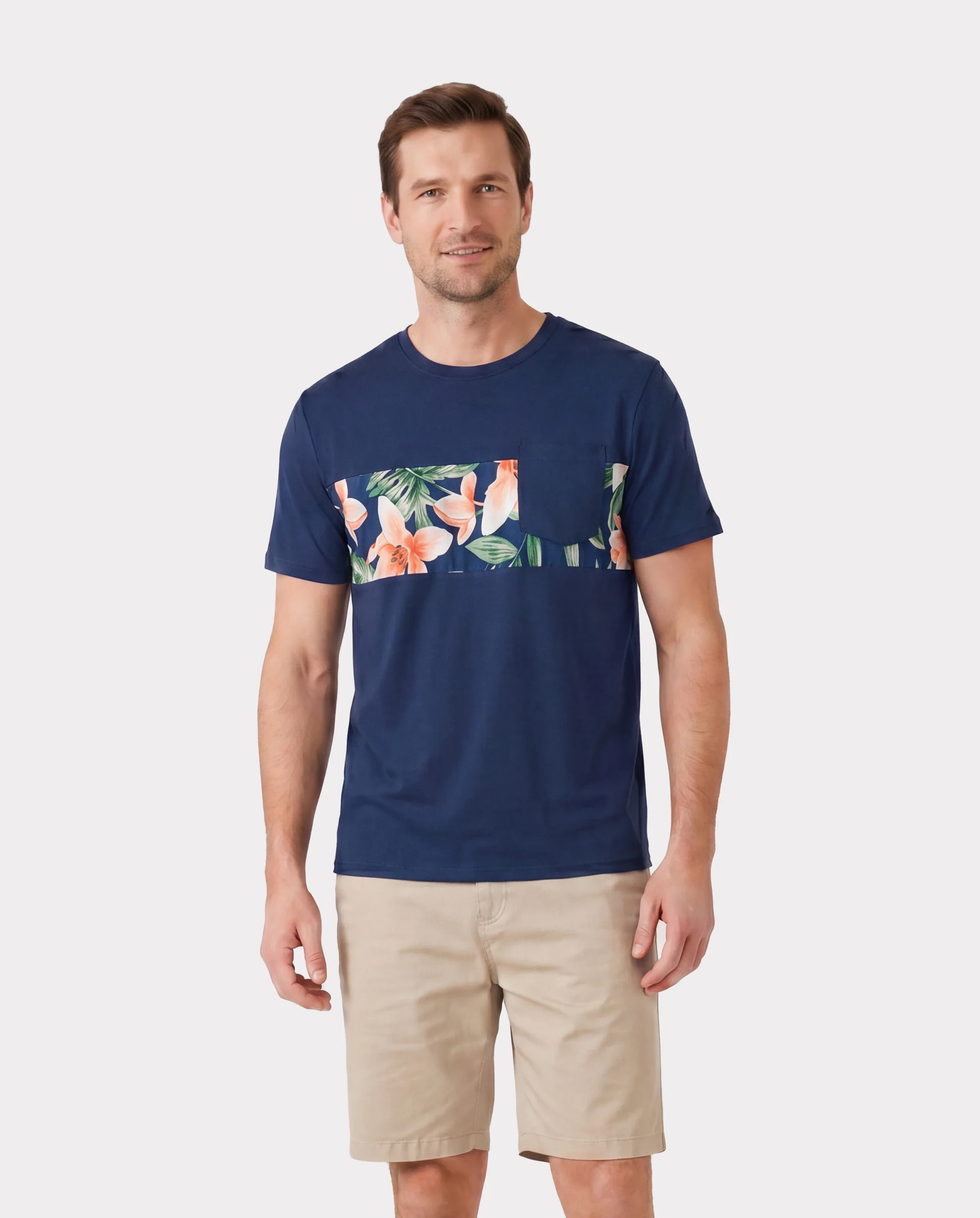Family Matching Sets Floral Panel Short-sleeve T-shirts or All Over Floral Print V Neck Spaghetti Strap Midi Dresses with Hidden Snap royalblue - Image 6
